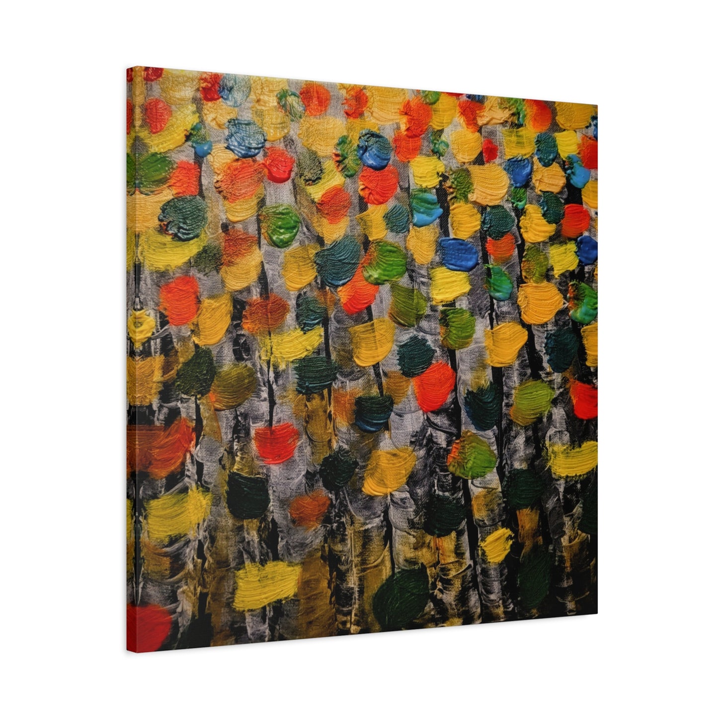 birch trees with color strokes - Abstract Color Bloom Matte Canvas Wall Art — Stretched 1.25"