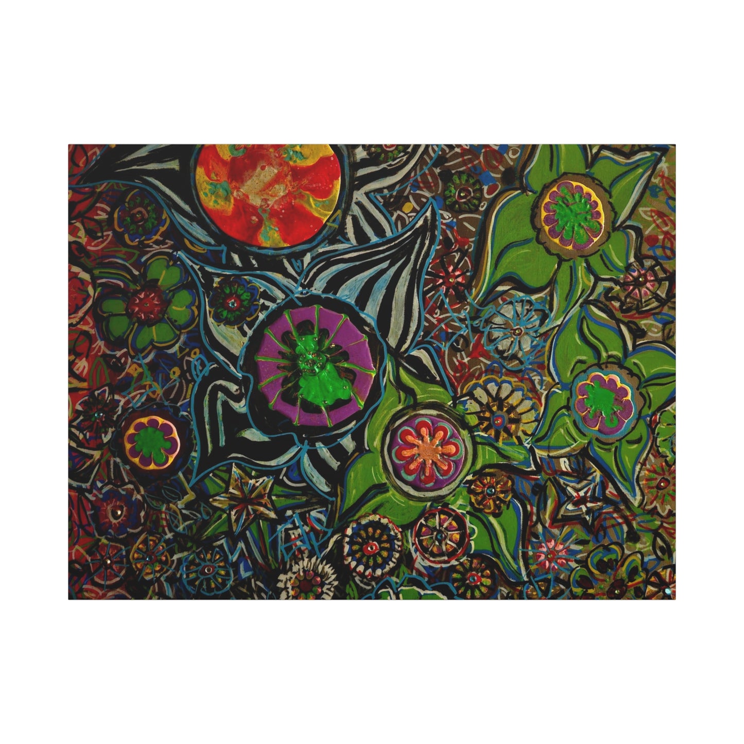 Urban_gardening-03 - Psychedelic Floral Canvas Print — Vibrant Abstract Garden Wall Art