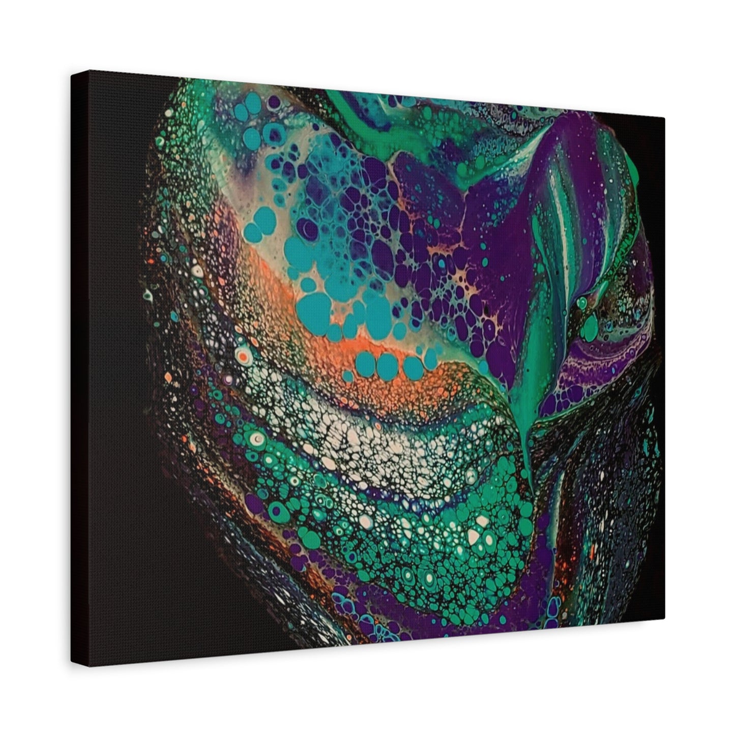 Abstract Fluid Art Canvas Print — Teal, Purple & Gold Swirl Matte Stretched Wall Art