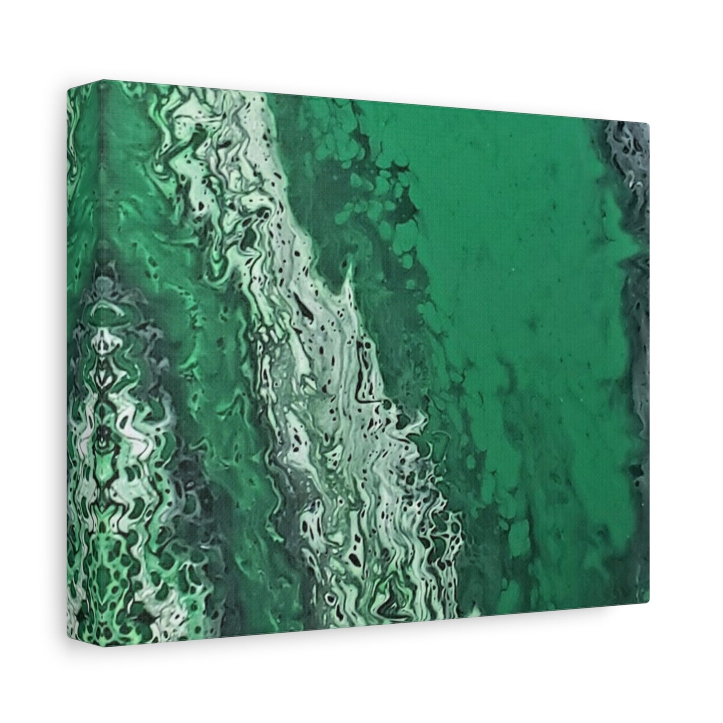 Emerald Wave Abstract Canvas Print — Matte Stretched Wall Art