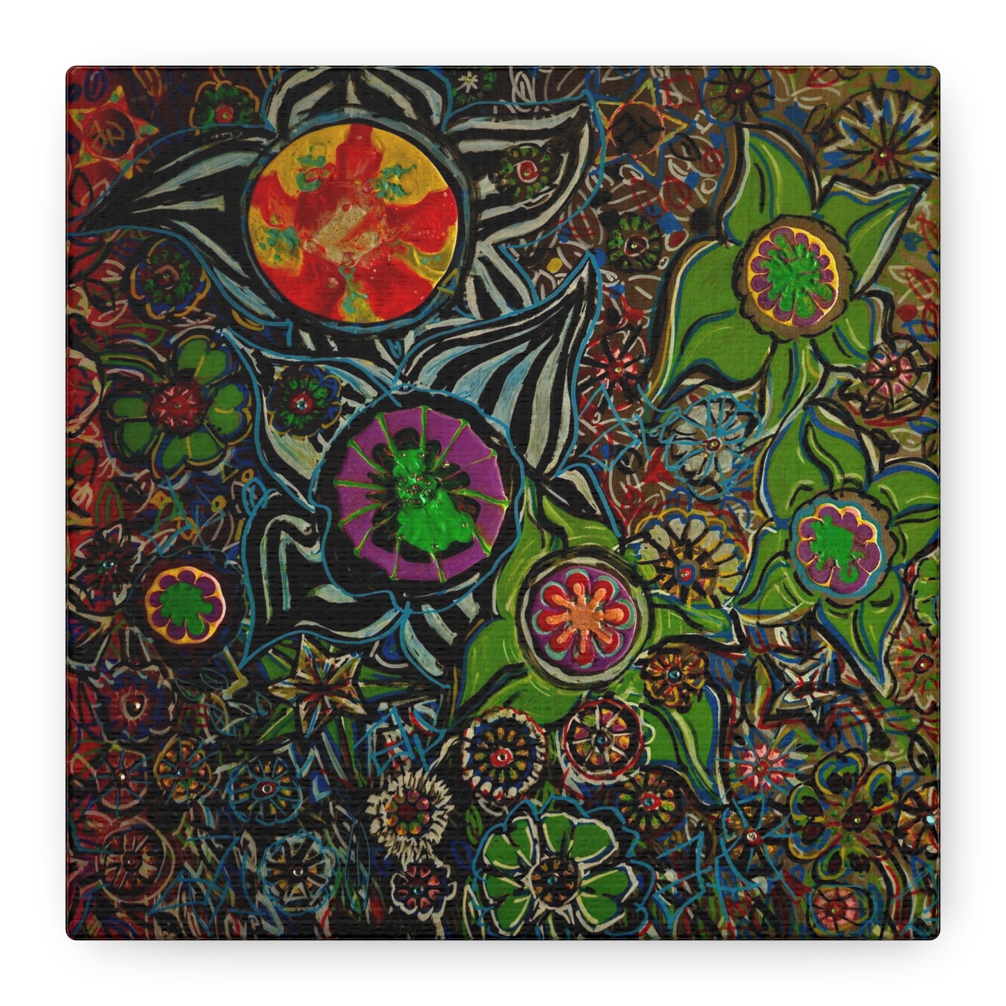 Urban_gardening-03 - Psychedelic Floral Canvas Print — Vibrant Abstract Garden Wall Art