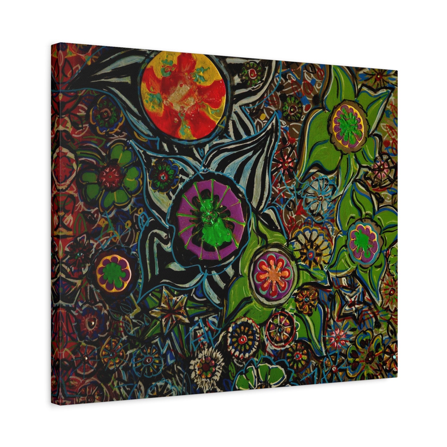 Urban_gardening-03 - Psychedelic Floral Canvas Print — Vibrant Abstract Garden Wall Art