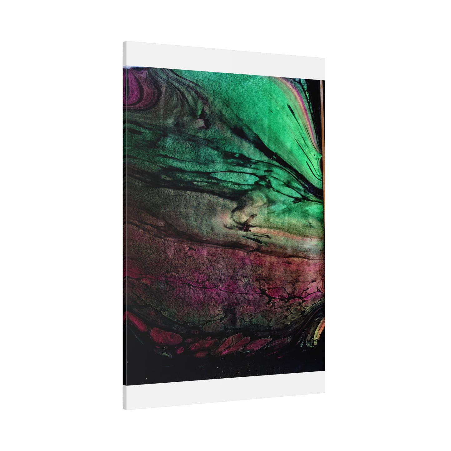 flame tempered pour - Abstract Teal & Magenta Canvas Wall Art — Matte Stretched 1.25"