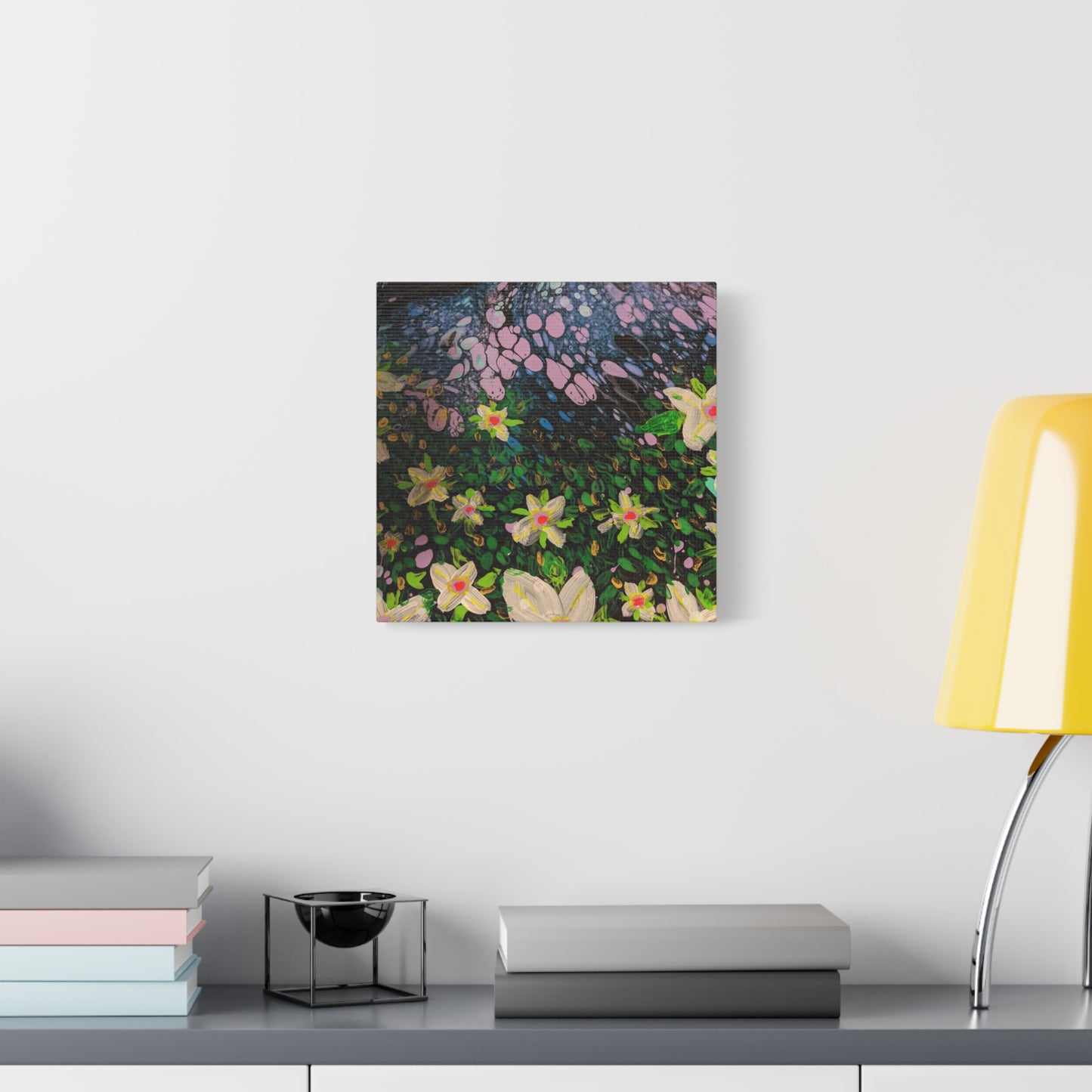 Floetrol&Flowers - Night Pour Garden Matte Canvas Print — Stretched Wall Art