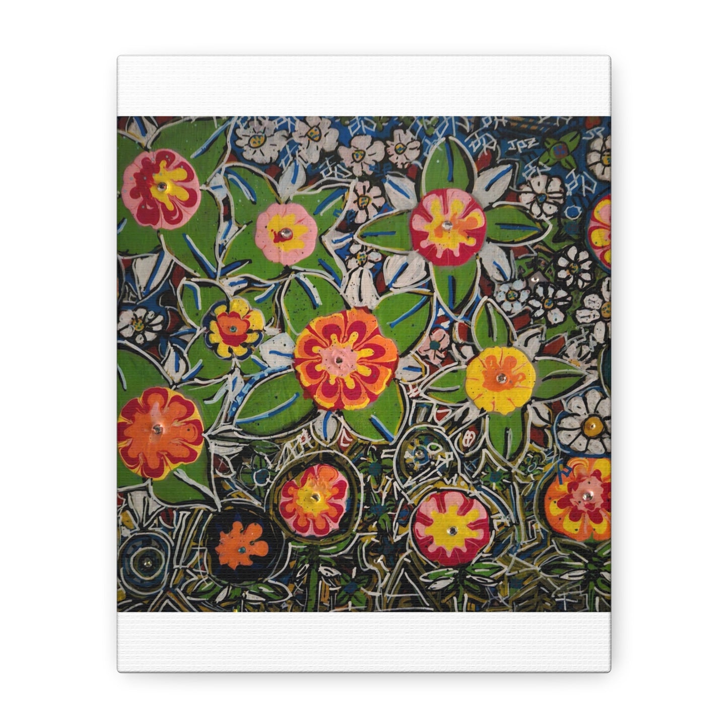 Urban_gardening-04 - Floral Pop Matte Stretched Canvas – Colorful Hand-Painted Garden Wall Art