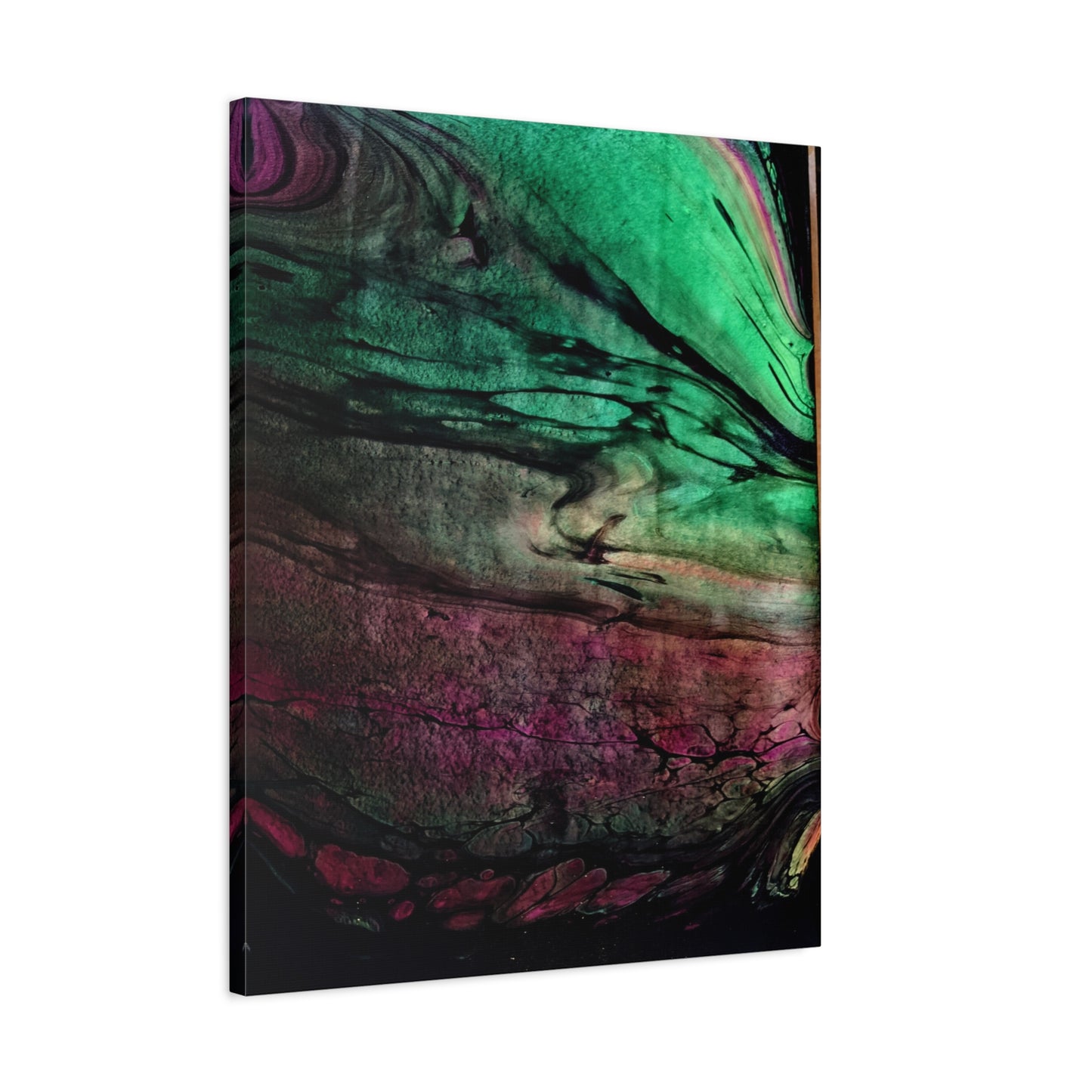 flame tempered pour - Abstract Teal & Magenta Canvas Wall Art — Matte Stretched 1.25"