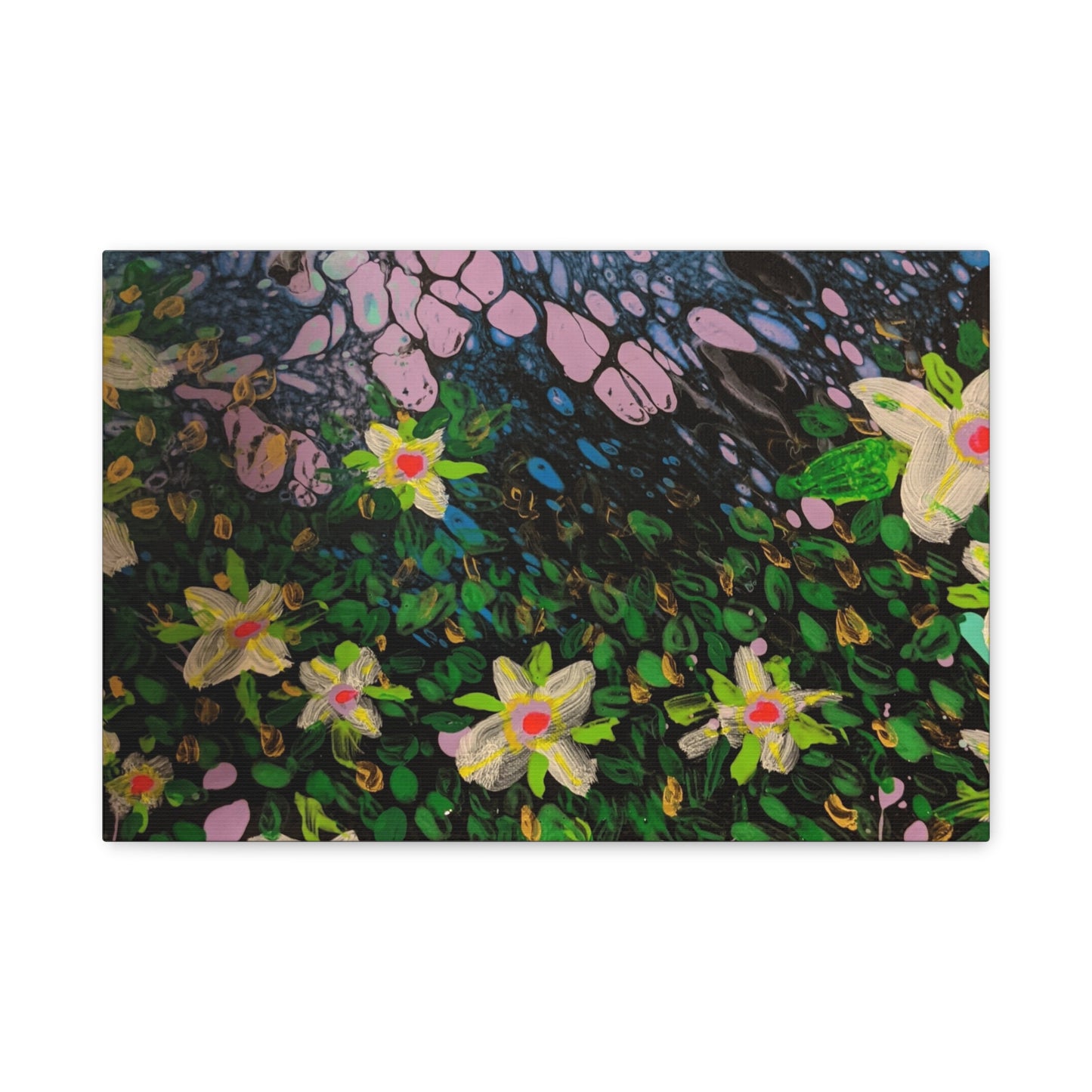 Floetrol&Flowers - Night Pour Garden Matte Canvas Print — Stretched Wall Art
