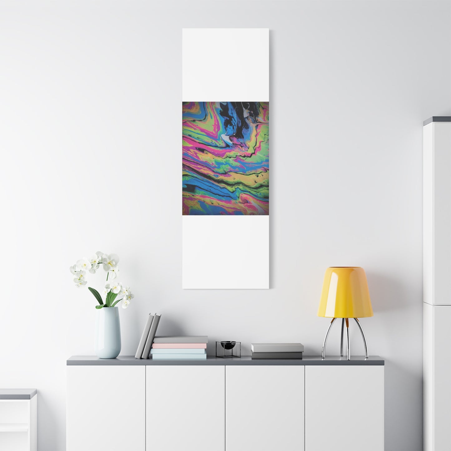 Abstract Neon Fluid Art Canvas Print — Vibrant Psychedelic Wall Decor
