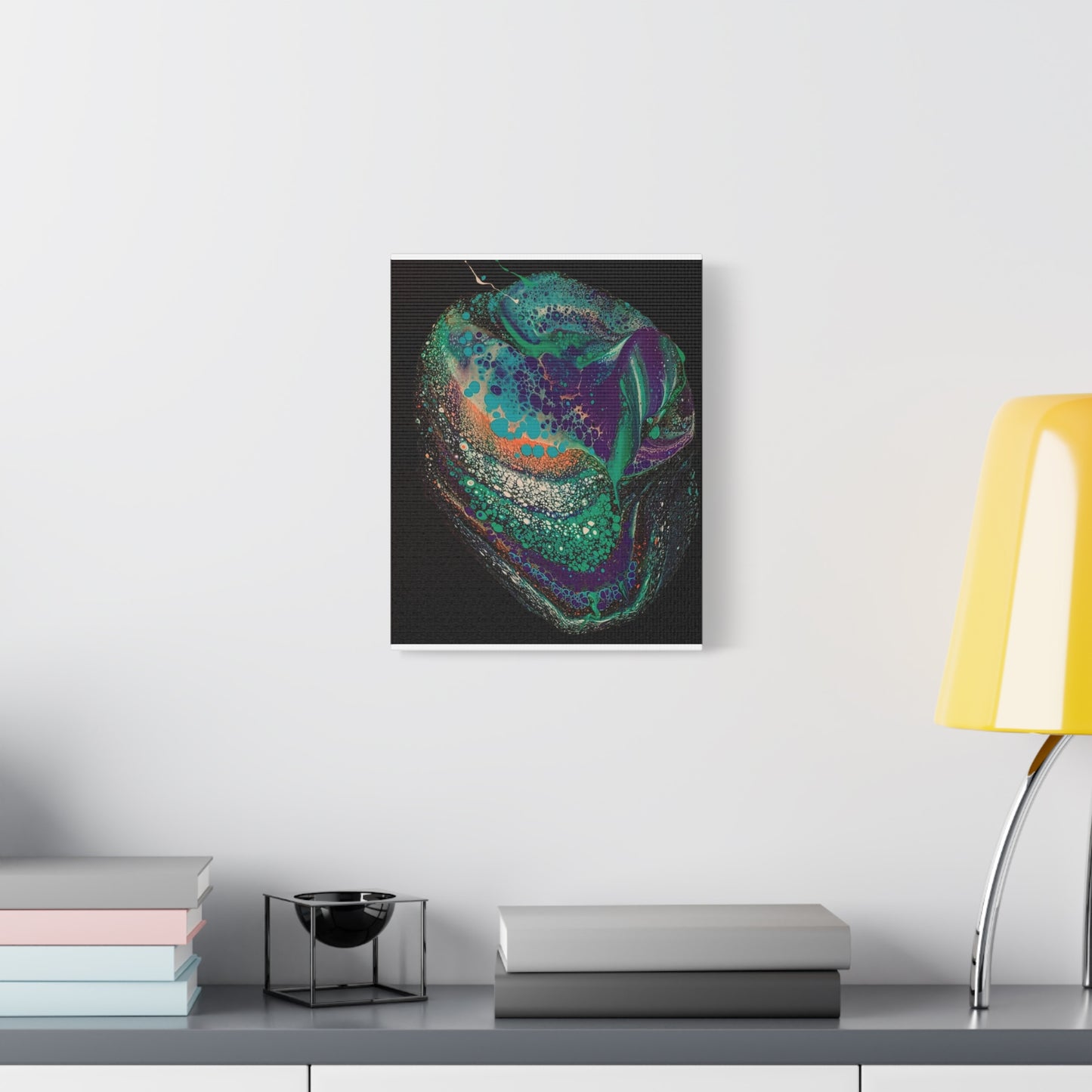 Abstract Fluid Art Canvas Print — Teal, Purple & Gold Swirl Matte Stretched Wall Art