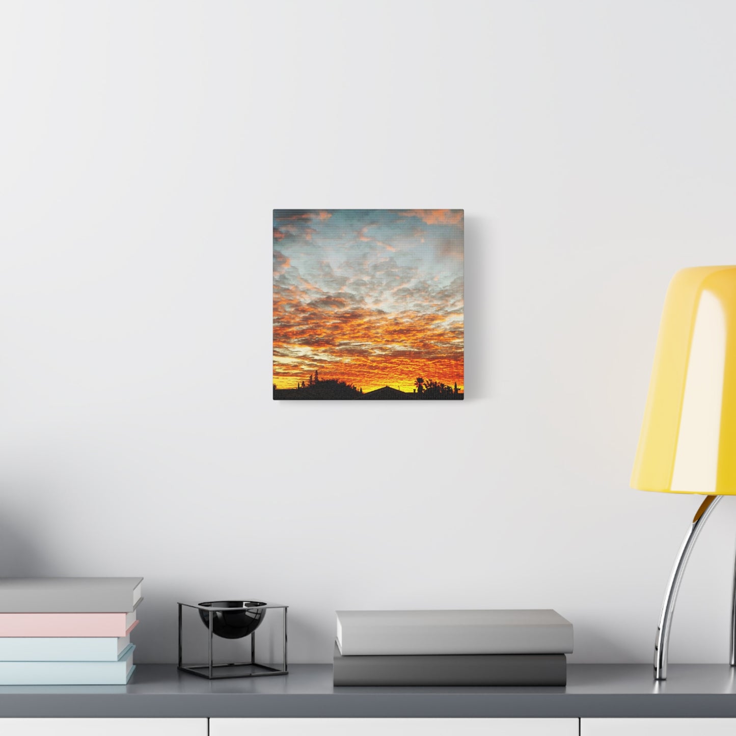 Sunset Sky Canvas Print — Orange Cloudscape Matte Stretched Wall Art