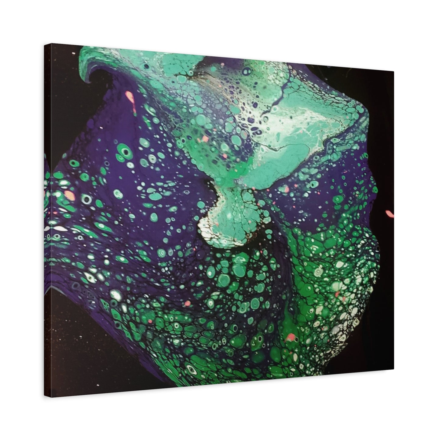 Abstract Green & Teal Fluid Art Canvas Print - Matte Stretched Wall Art