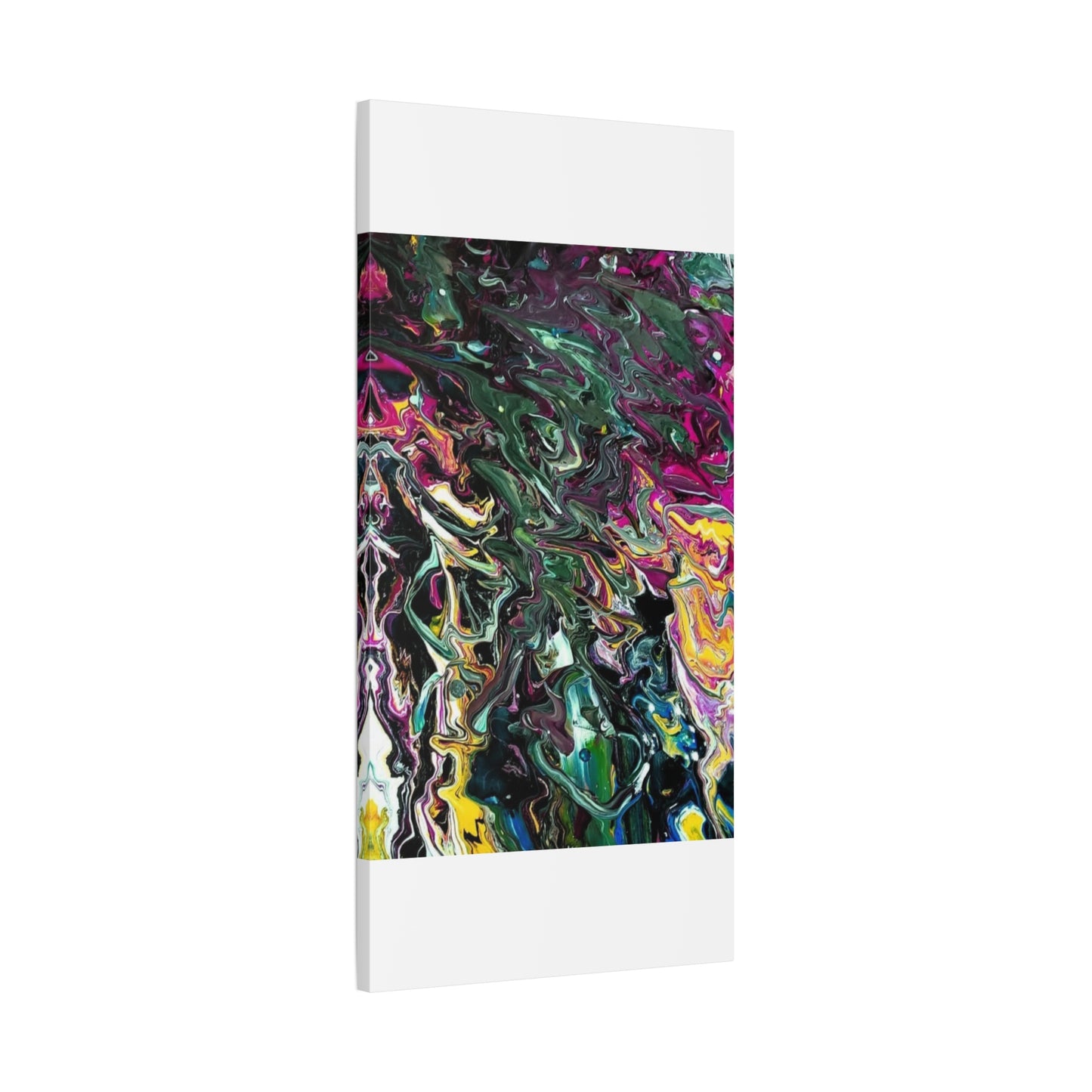 chaos in the garden - Abstract Fluid Art Matte Canvas Print - Colorful Swirl Wall Art