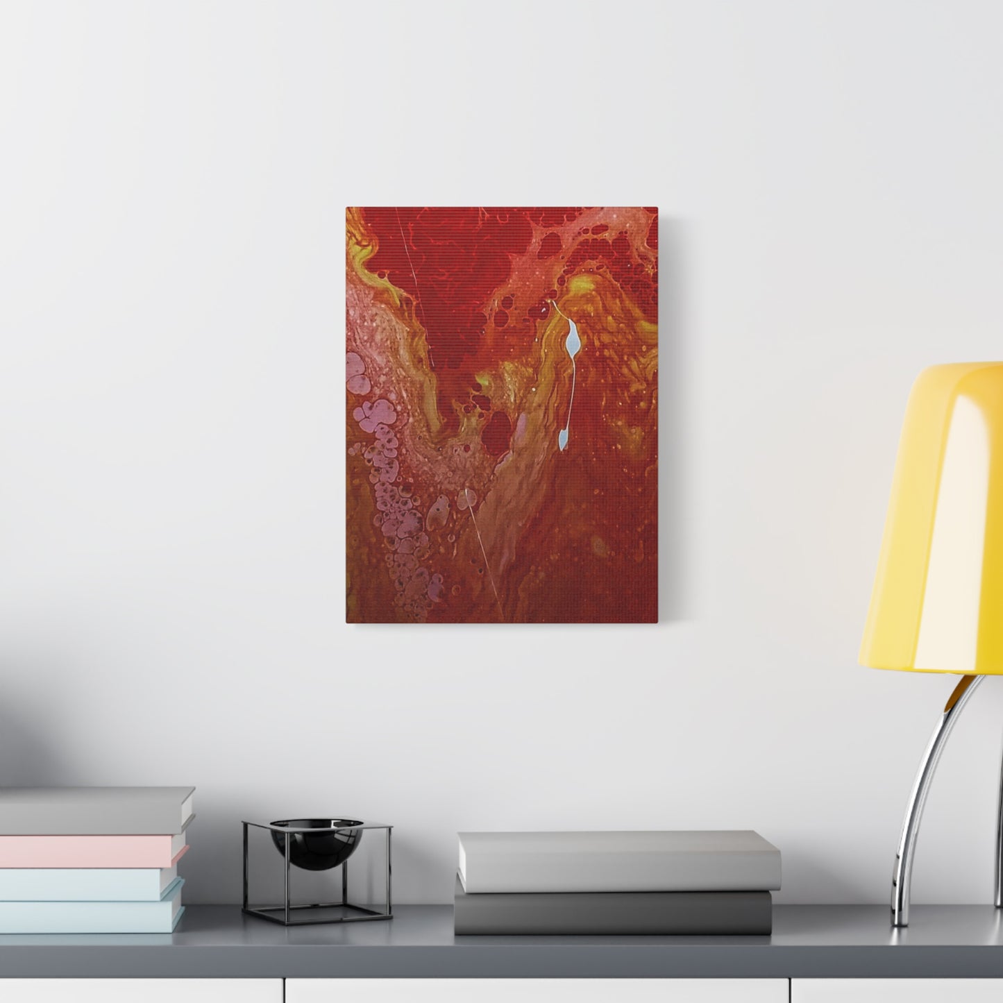 Abstract Red Fluid Art Canvas Print — Matte Stretched Wall Art