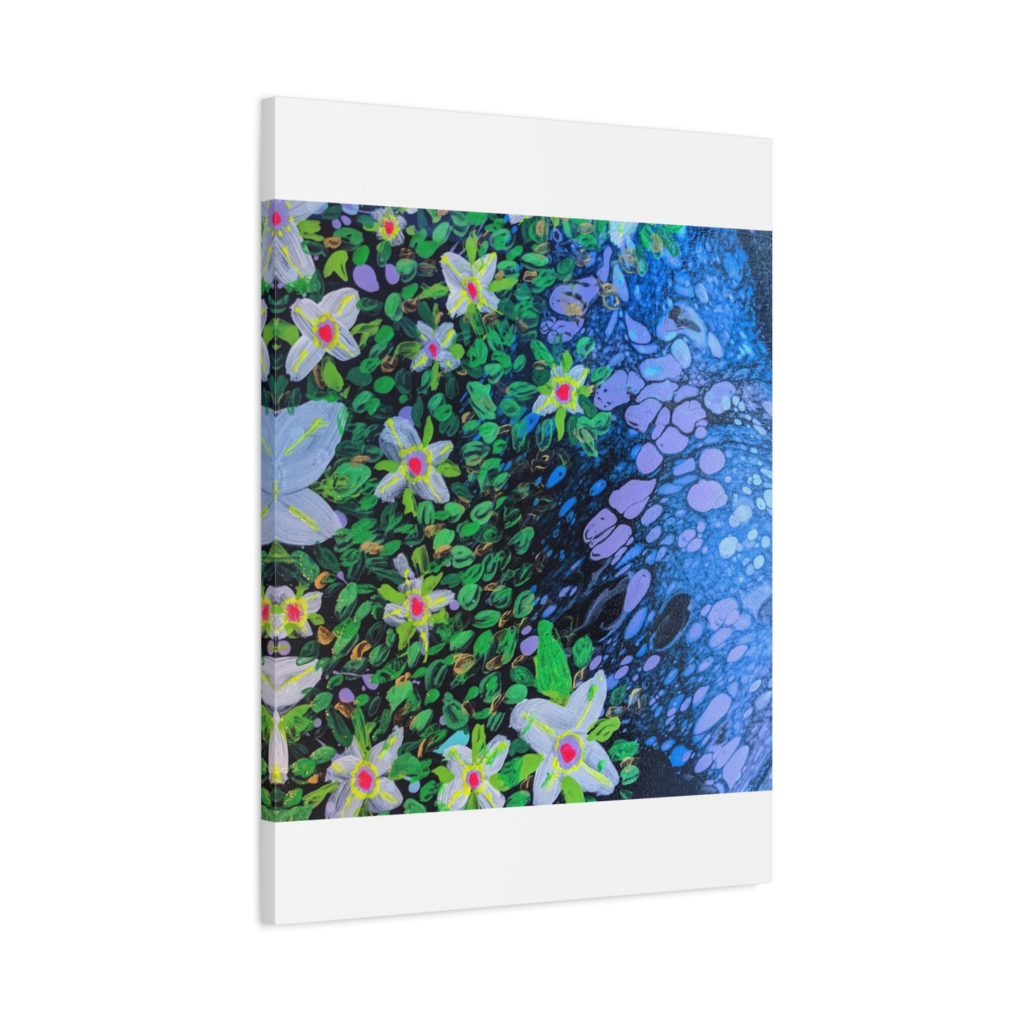 Floetrol&Flowers -  Reef Matte Canvas Wall Art — Blue & Green Abstract Flower Painting
