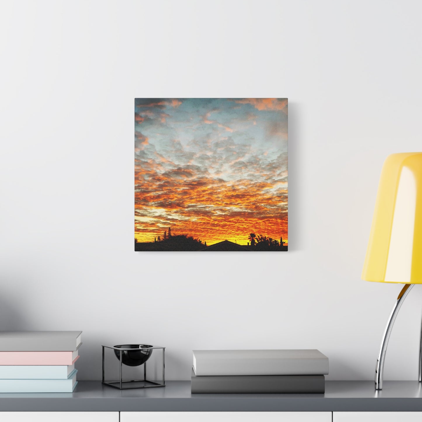 Sunset Sky Canvas Print — Orange Cloudscape Matte Stretched Wall Art