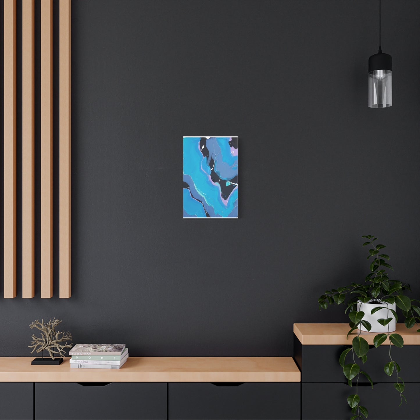 Abstract Blue Fluid Art Canvas Print — Matte Stretched Wall Art 1.25"