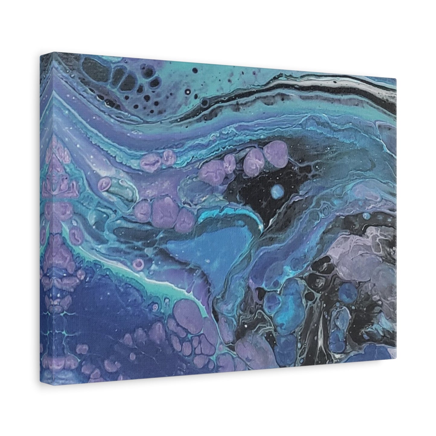 Abstract Ocean Wave Matte Canvas Print — Blue & Purple Fluid Art, Stretched 1.25"