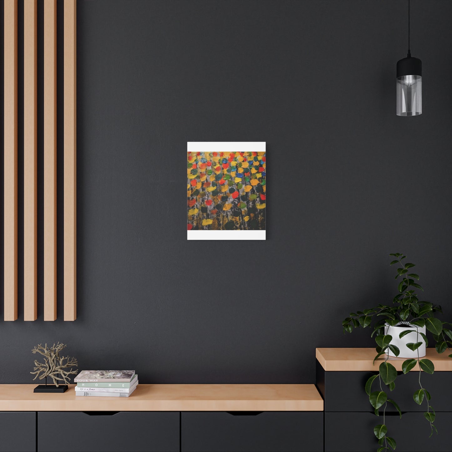 birch trees with color strokes - Abstract Color Bloom Matte Canvas Wall Art — Stretched 1.25"