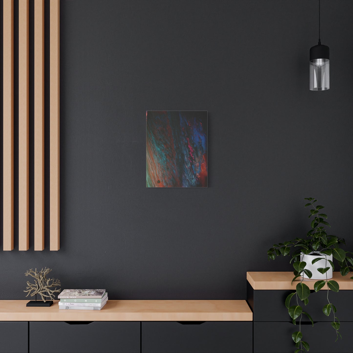 Abstract Fluid Art Canvas Wall Art - Jupiter pour — Vibrant Ocean Night Matte Stretched Canvas