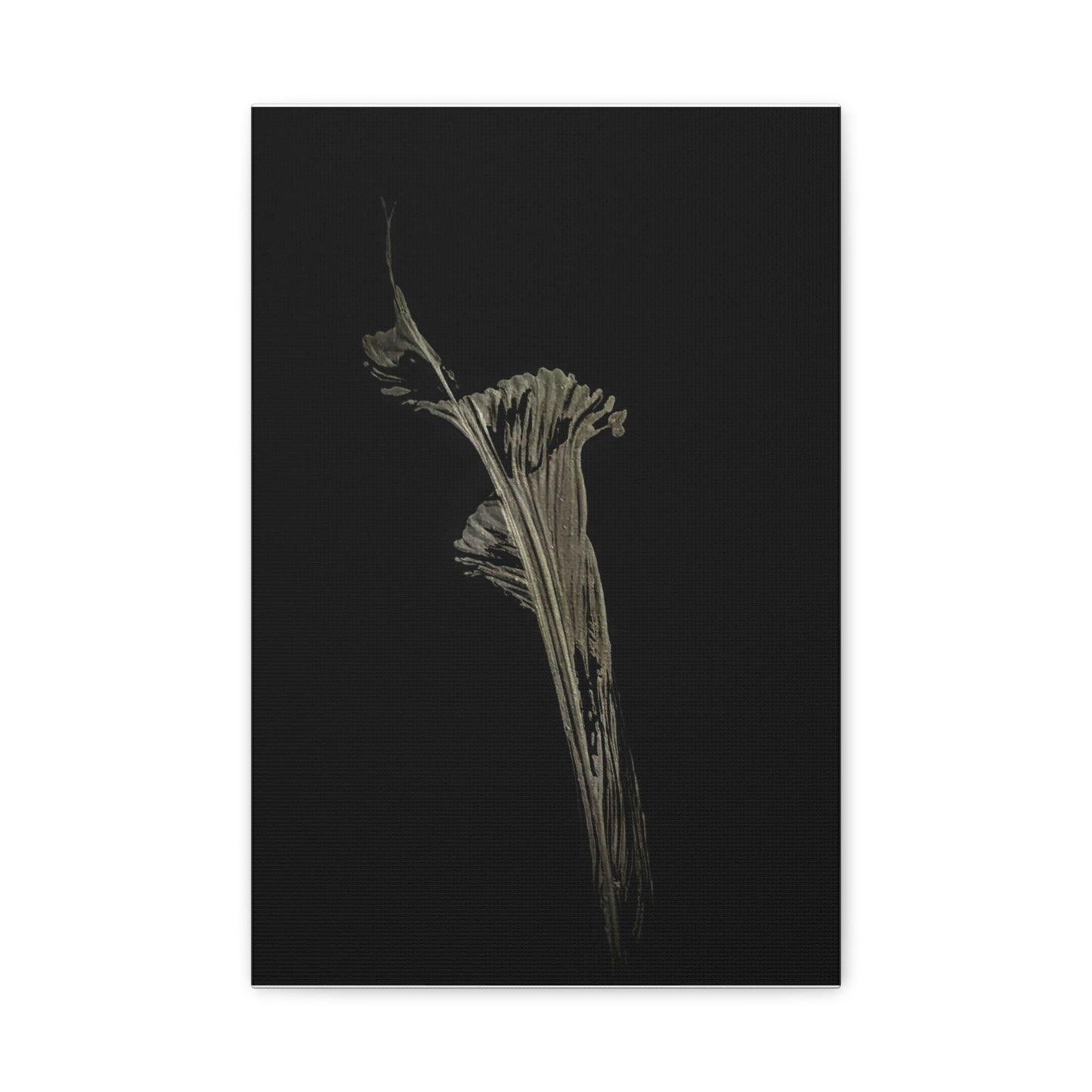 Calla Lilly - Minimalist Botanical Canvas Print — Monochrome Flower Art on Black Matte