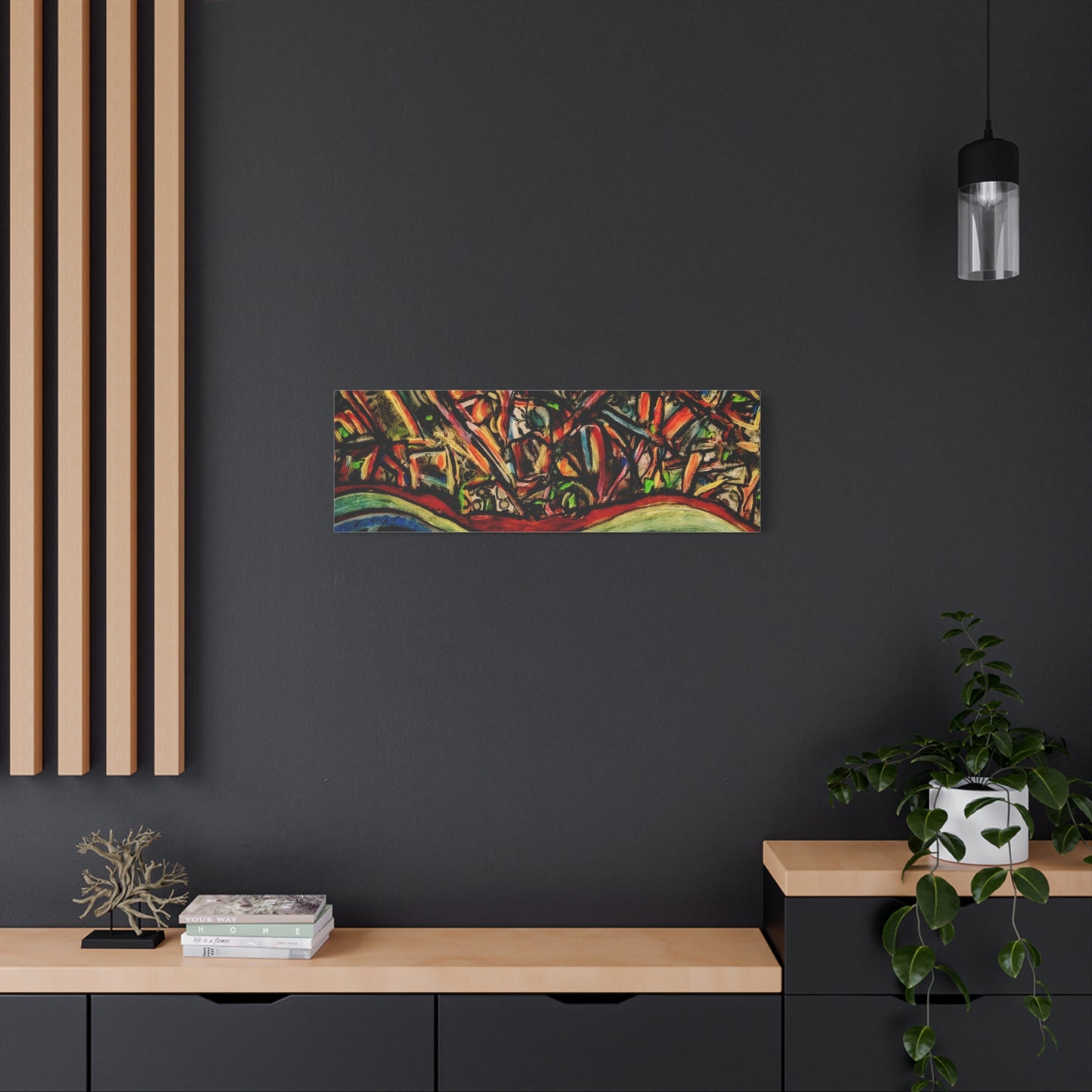 Acrylic_inequalities - Abstract Coastal Cityscape Canvas — Vibrant Ocean Wave Wall Art