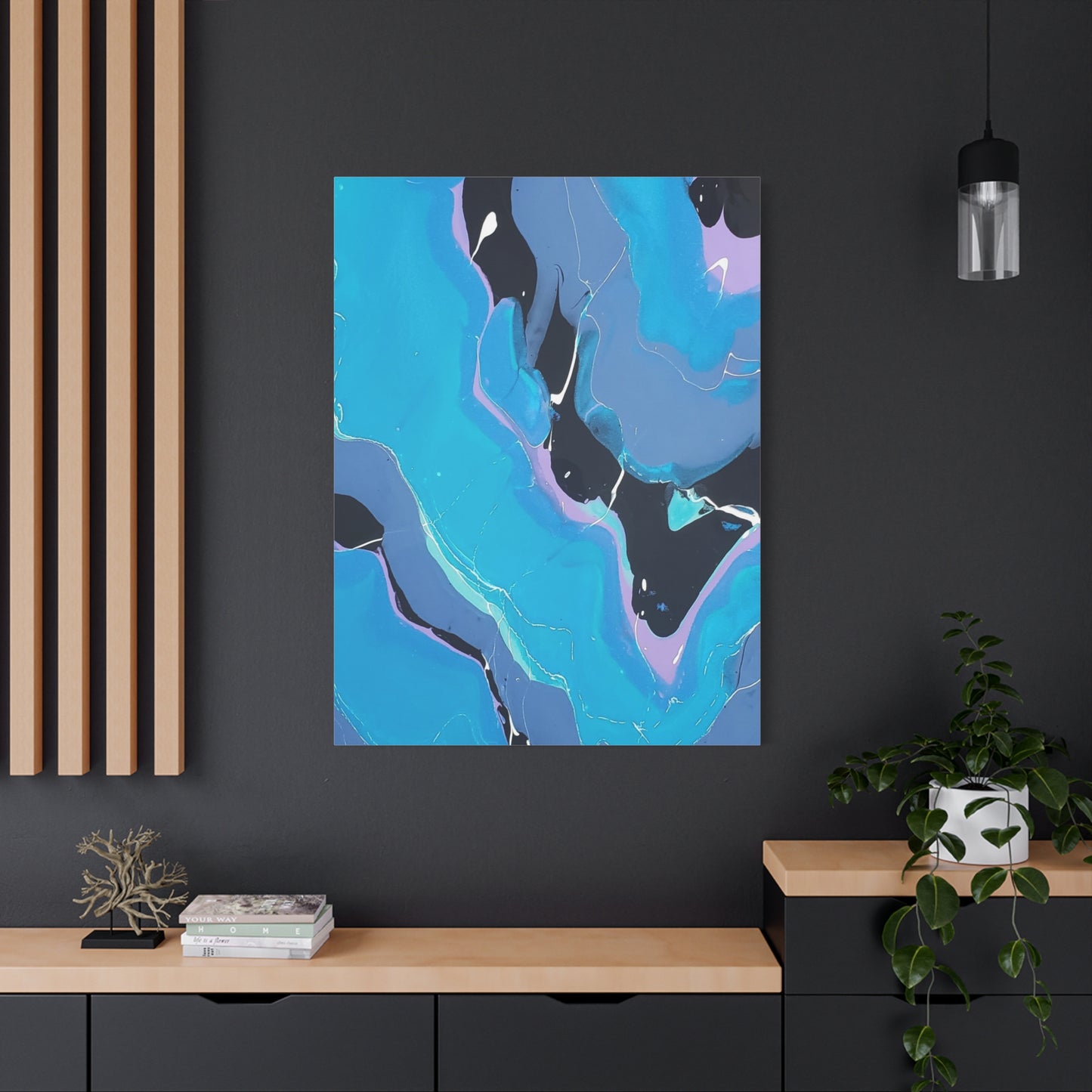 Abstract Blue Fluid Art Canvas Print — Matte Stretched Wall Art 1.25"