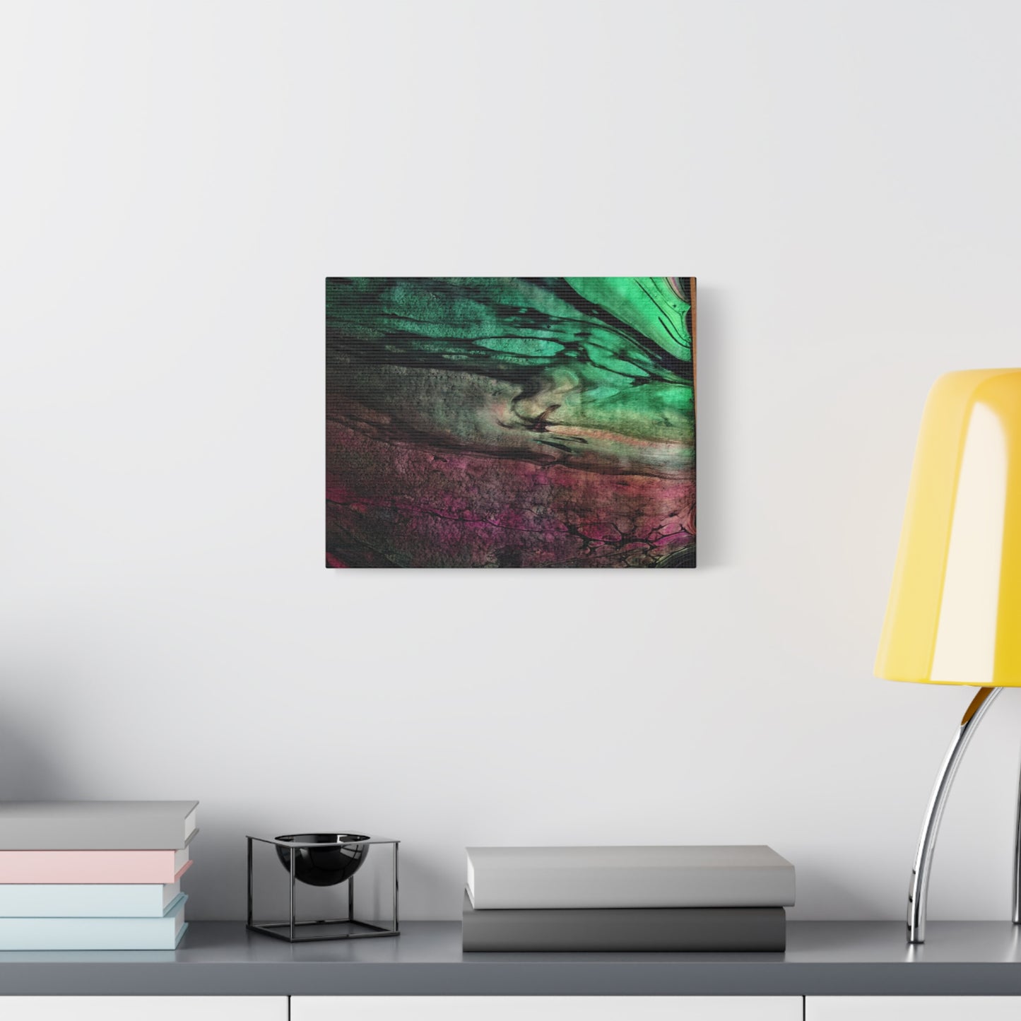 flame tempered pour - Abstract Teal & Magenta Canvas Wall Art — Matte Stretched 1.25"