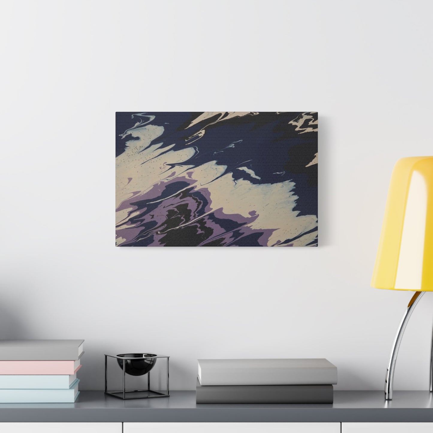 Abstract Navy & Lavender Wave Matte Stretched Canvas (1.25")