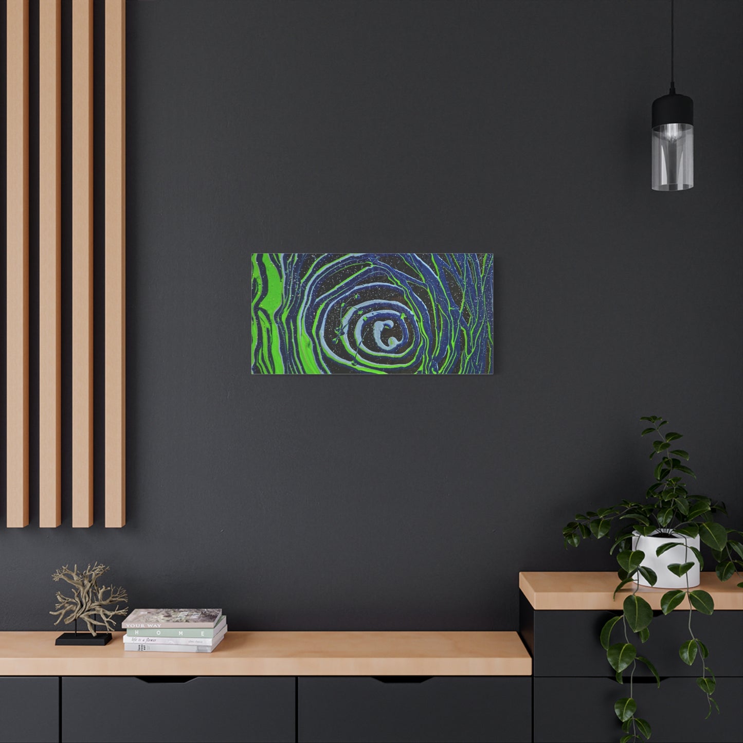 Abstract Green Swirl Matte Canvas Art — Stretched 1.25" Wall Décor
