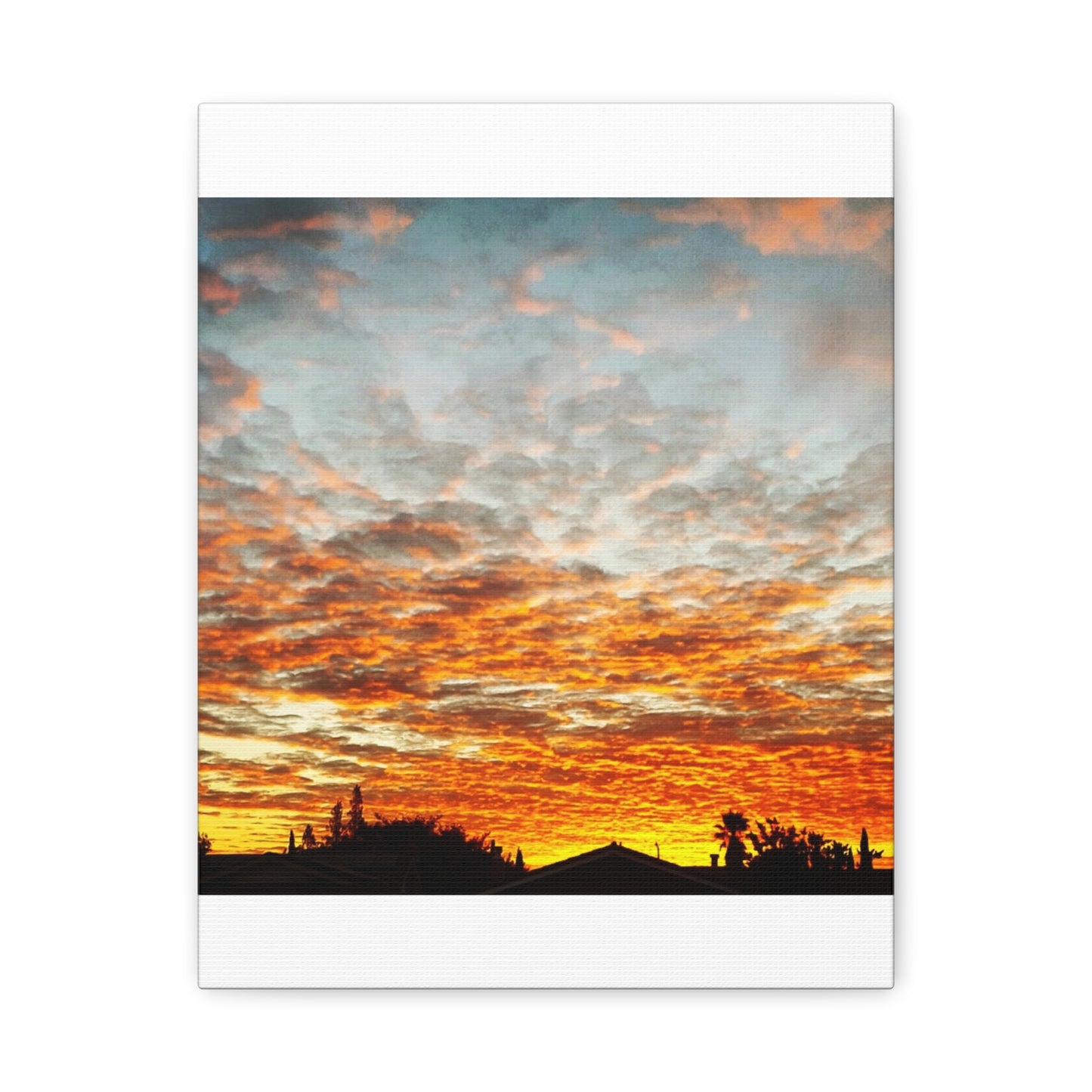 Sunset Sky Canvas Print — Orange Cloudscape Matte Stretched Wall Art