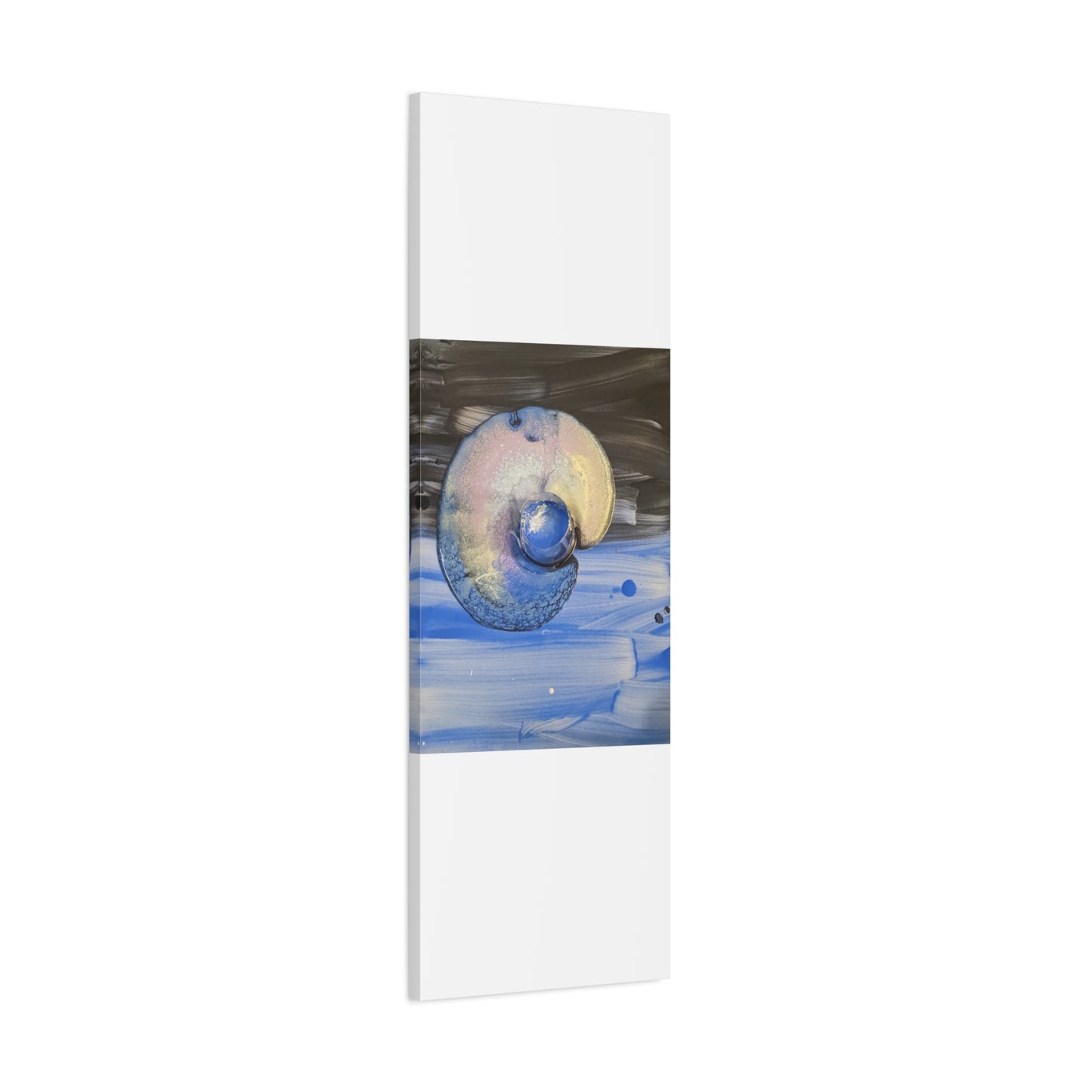 the nautilus - Abstract Blue Spiral Matte Canvas Art - Nautical Coastal Wall Decor