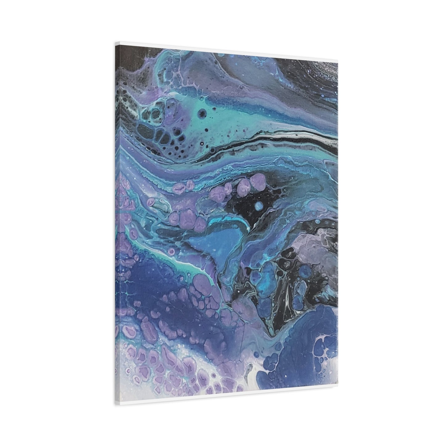 Abstract Ocean Wave Matte Canvas Print — Blue & Purple Fluid Art, Stretched 1.25"
