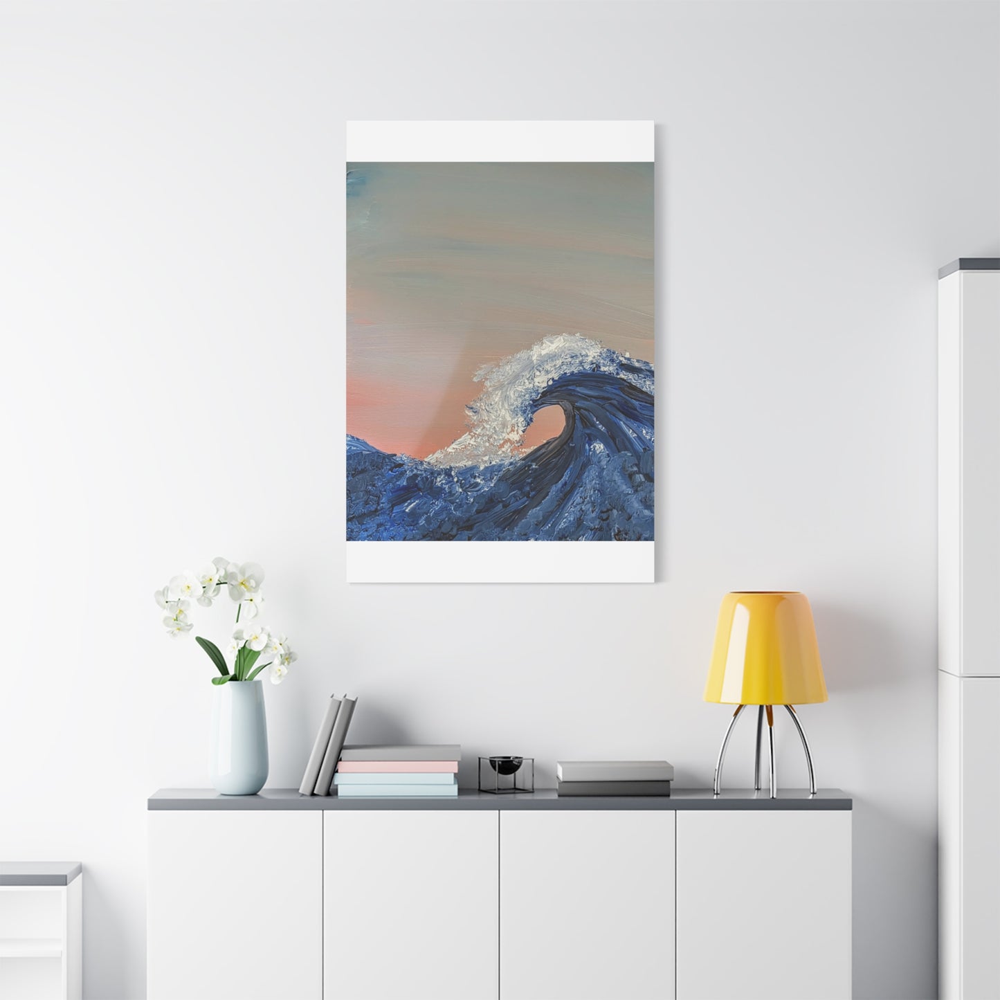 California_Coast - Ocean Wave Canvas Art — Blue Wave Seascape Matte Stretched Canvas