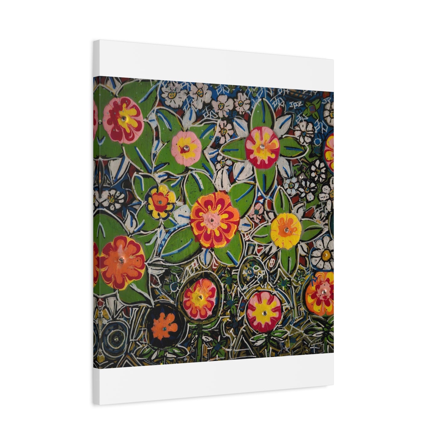Urban_gardening-04 - Floral Pop Matte Stretched Canvas – Colorful Hand-Painted Garden Wall Art