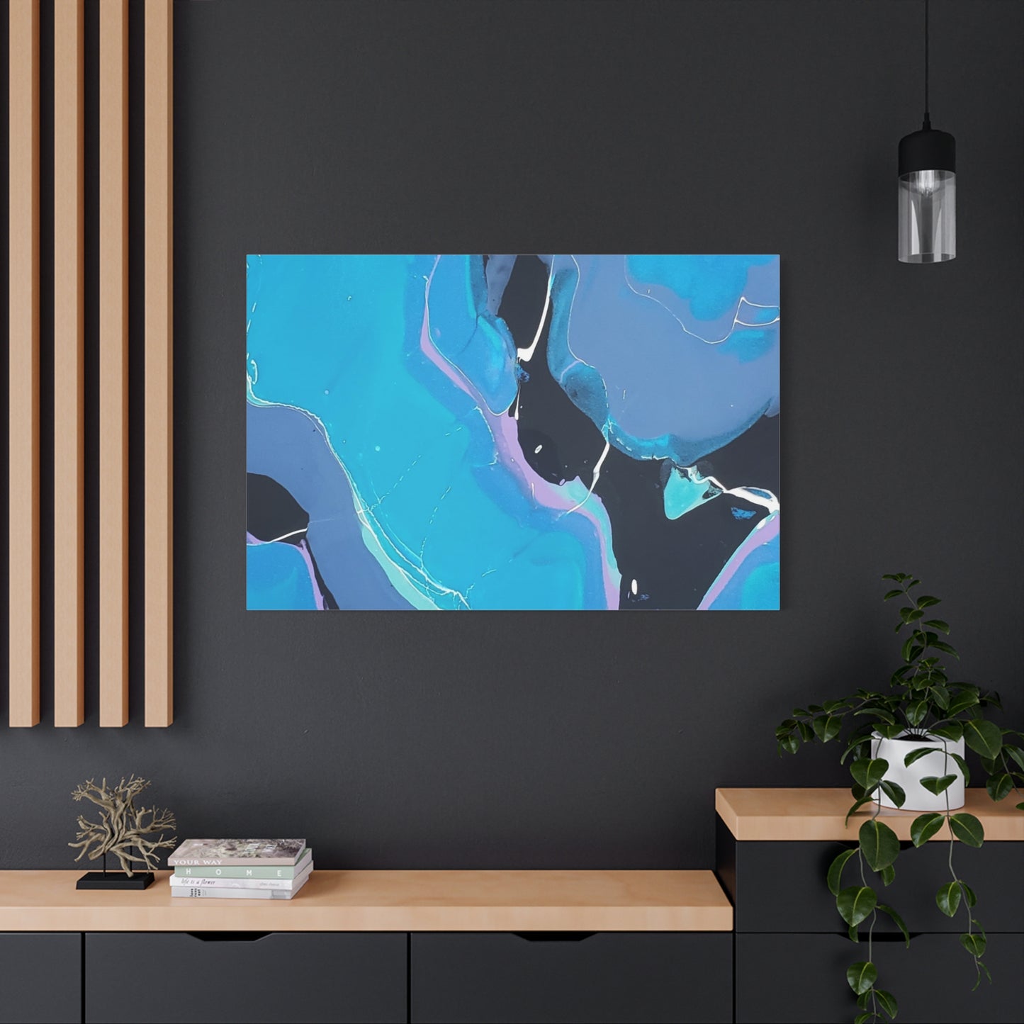 Abstract Blue Fluid Art Canvas Print — Matte Stretched Wall Art 1.25"