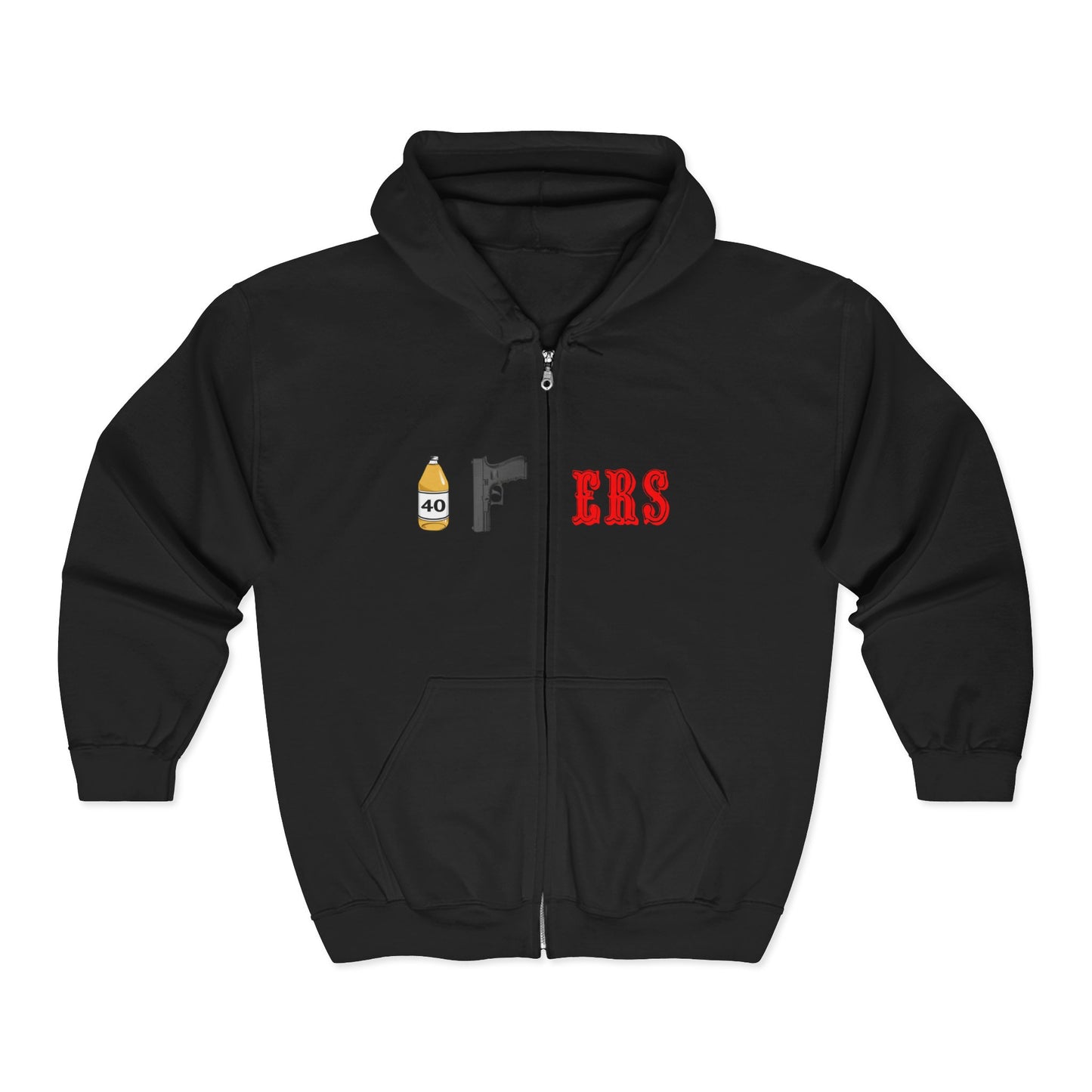 Zip Hoodie "40oz PERS" Graphic Full-Zip Hooded Sweatshirt — Urban Streetwear Gift