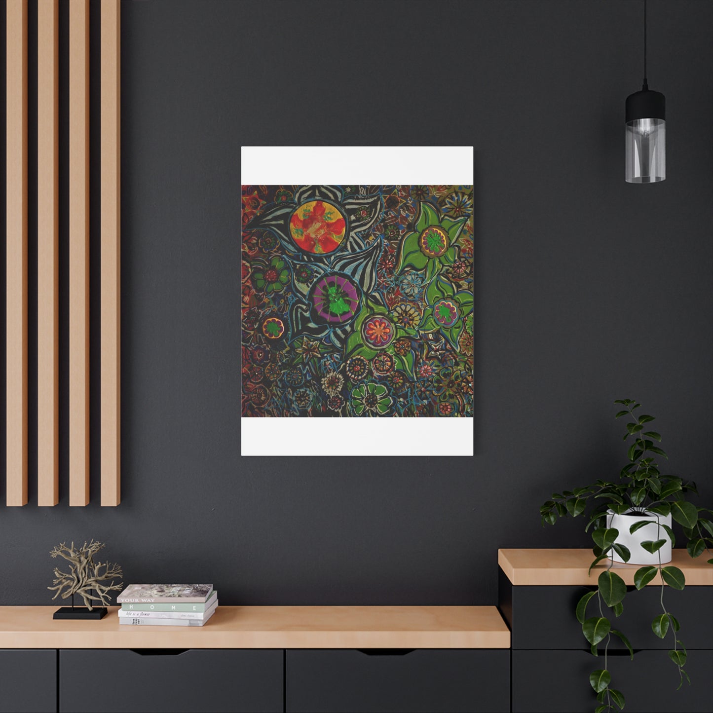 Urban_gardening-03 - Psychedelic Floral Canvas Print — Vibrant Abstract Garden Wall Art