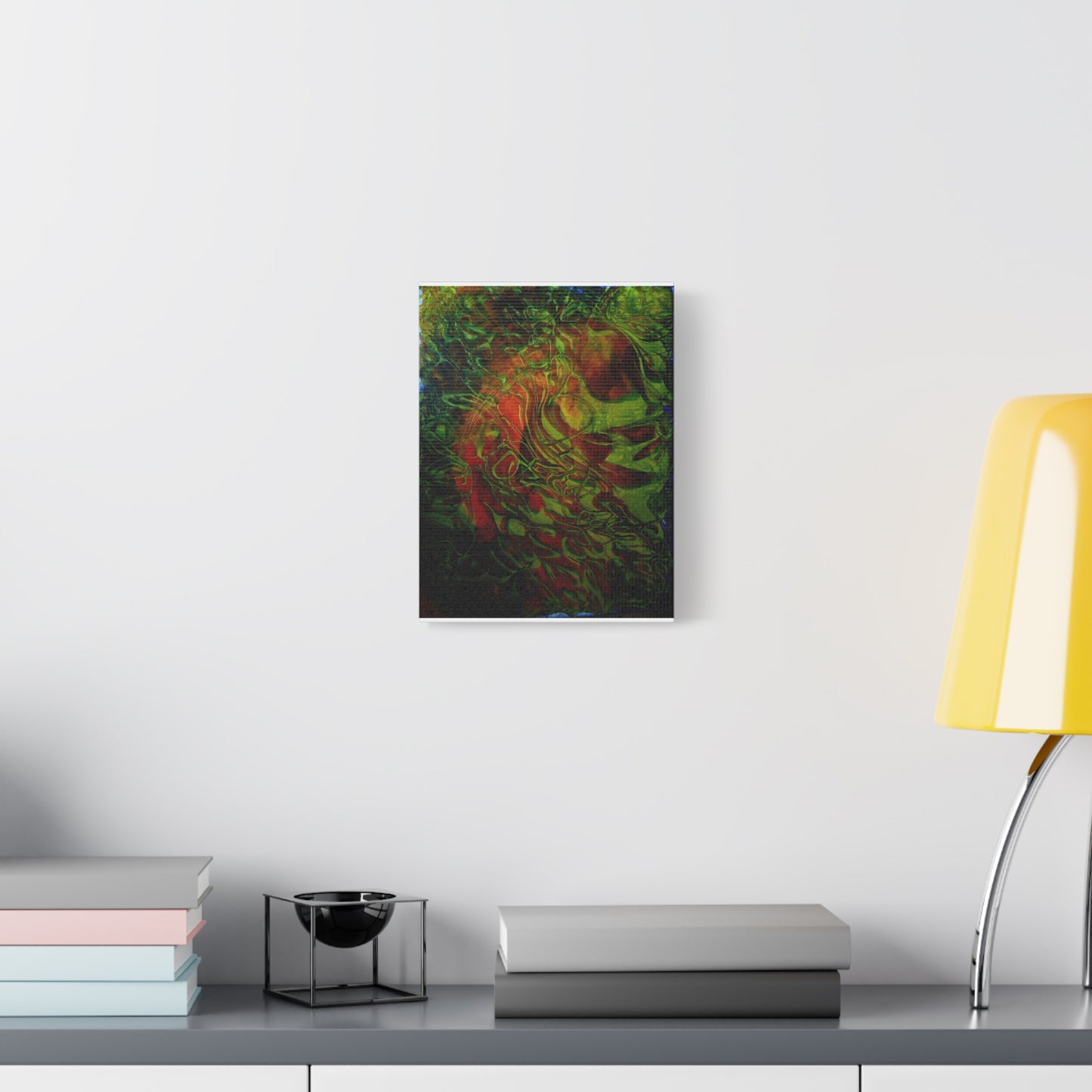 Abstract Green & Red Fluid Art Canvas Print