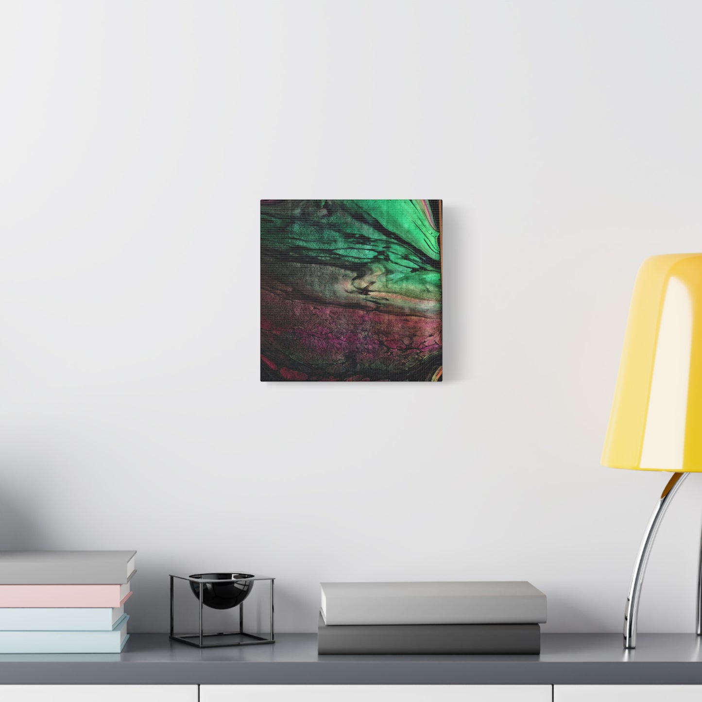 flame tempered pour - Abstract Teal & Magenta Canvas Wall Art — Matte Stretched 1.25"