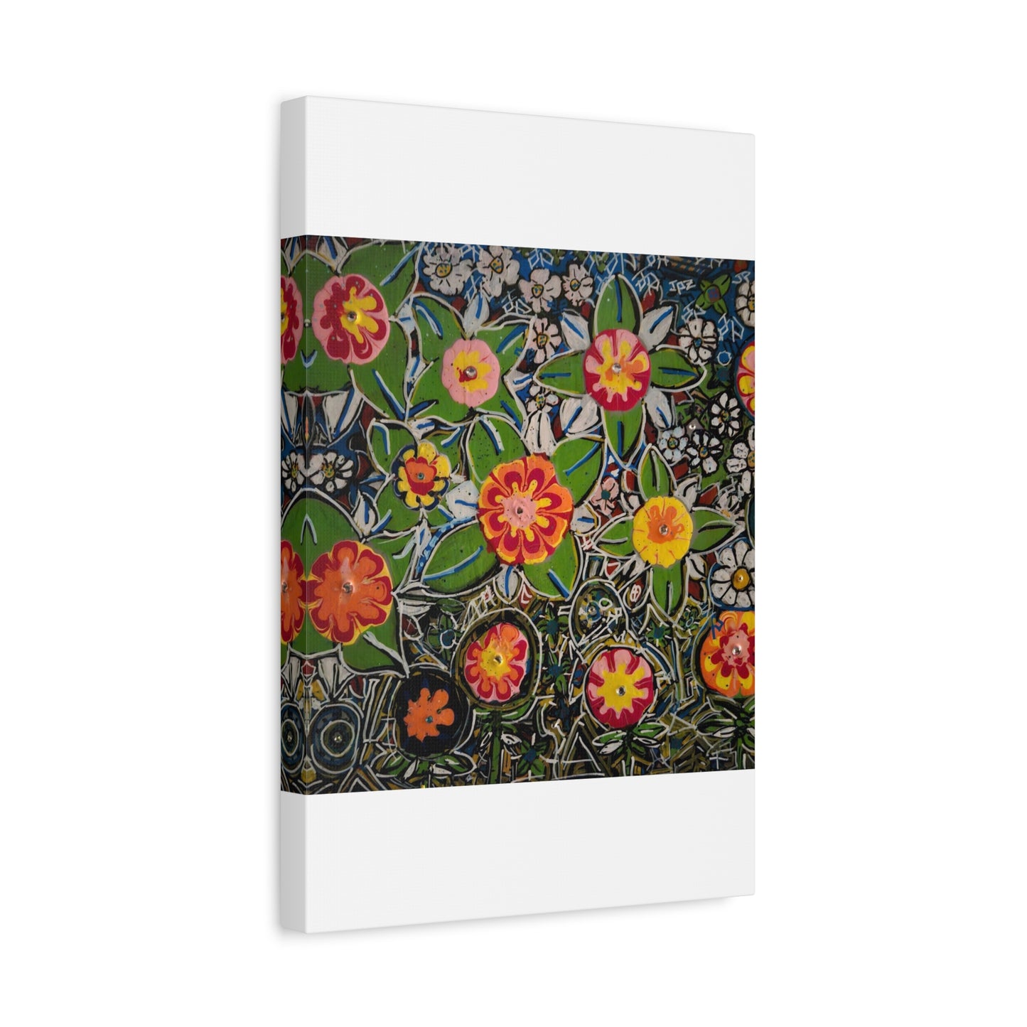 Urban_gardening-04 - Floral Pop Matte Stretched Canvas – Colorful Hand-Painted Garden Wall Art