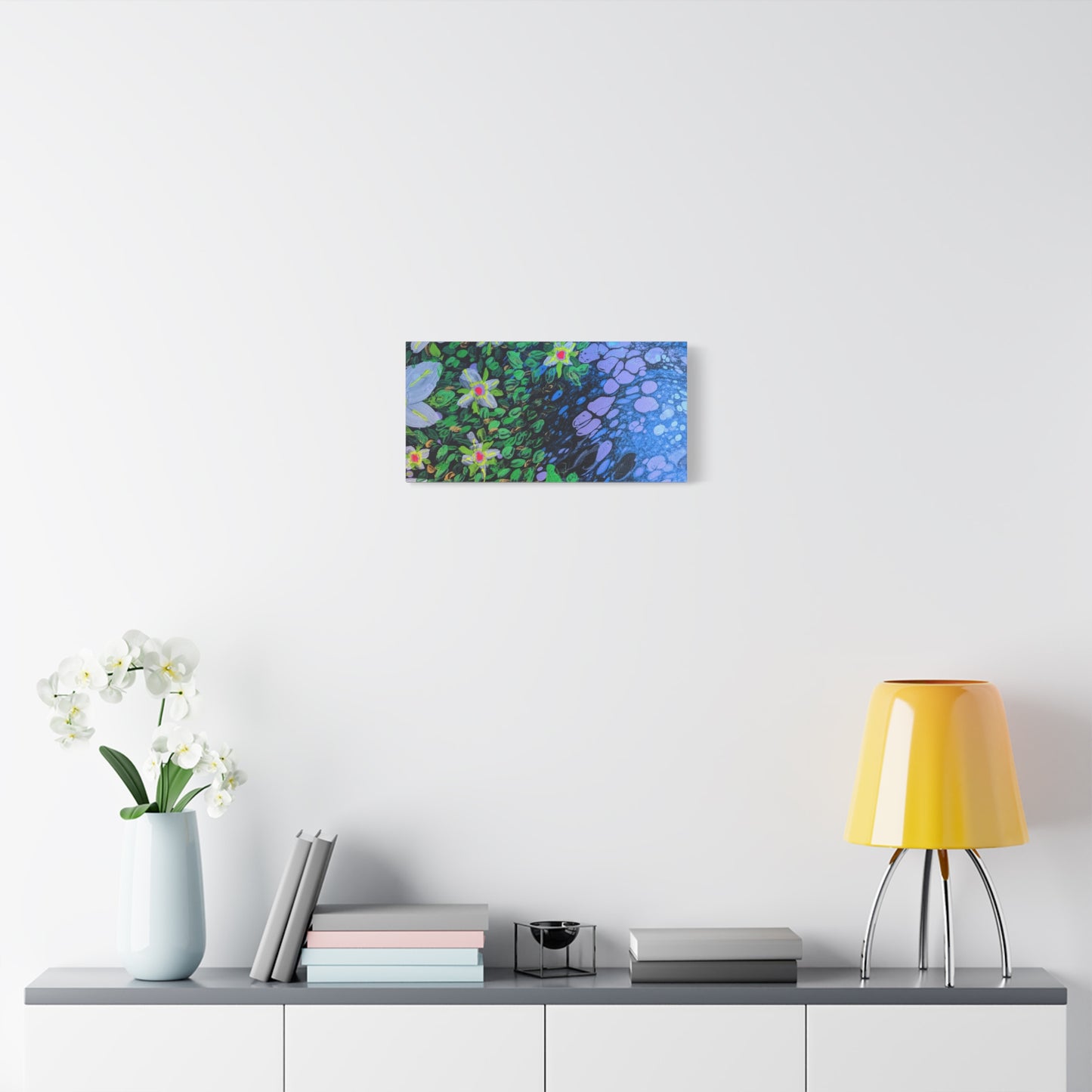 Floetrol&Flowers -  Reef Matte Canvas Wall Art — Blue & Green Abstract Flower Painting