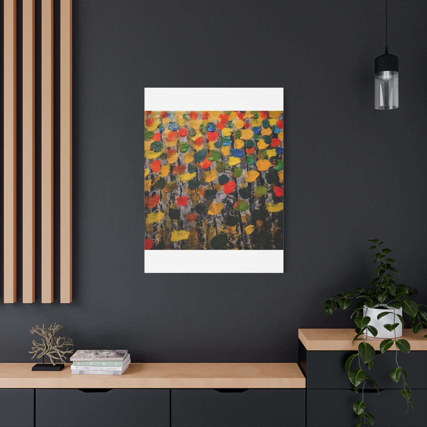 birch trees with color strokes - Abstract Color Bloom Matte Canvas Wall Art — Stretched 1.25"