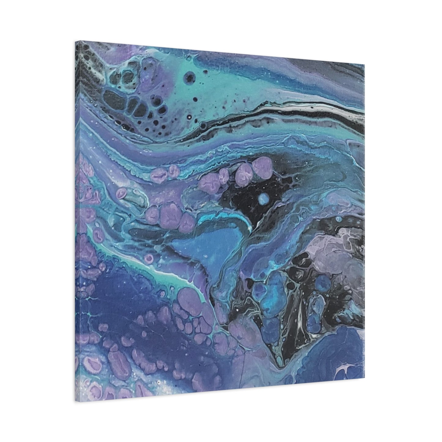 Abstract Ocean Wave Matte Canvas Print — Blue & Purple Fluid Art, Stretched 1.25"