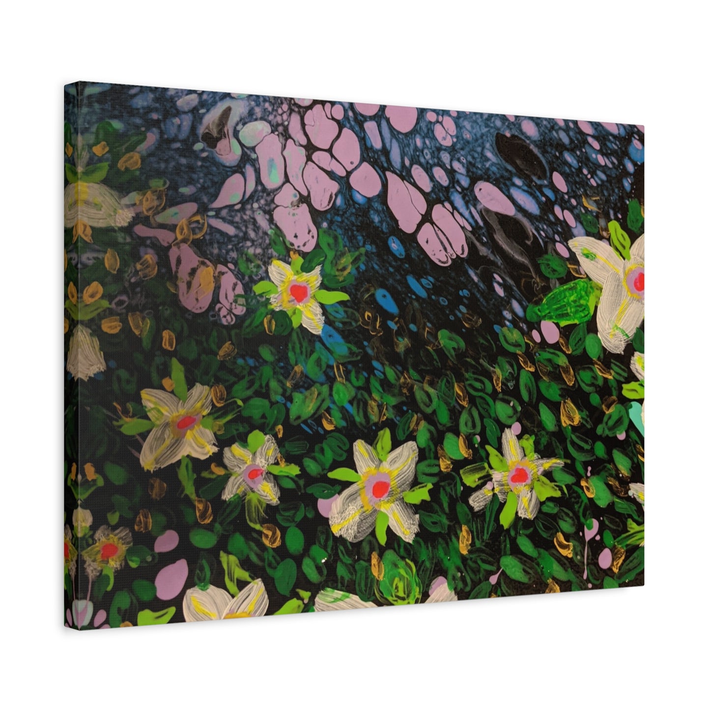 Floetrol&Flowers - Night Pour Garden Matte Canvas Print — Stretched Wall Art