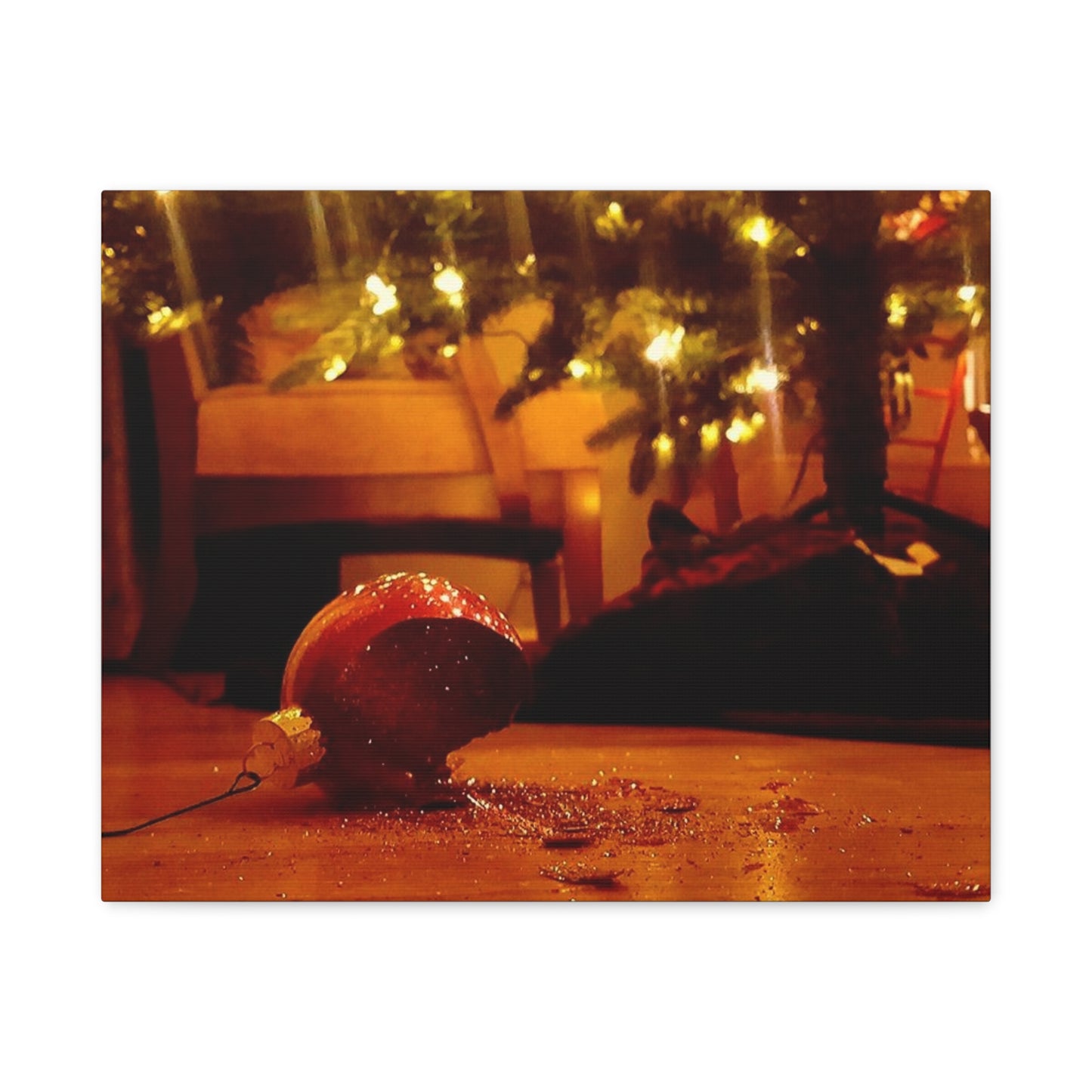 Christmas Tree Ornament Photo Canvas – Cozy Holiday Still Life Wall Art