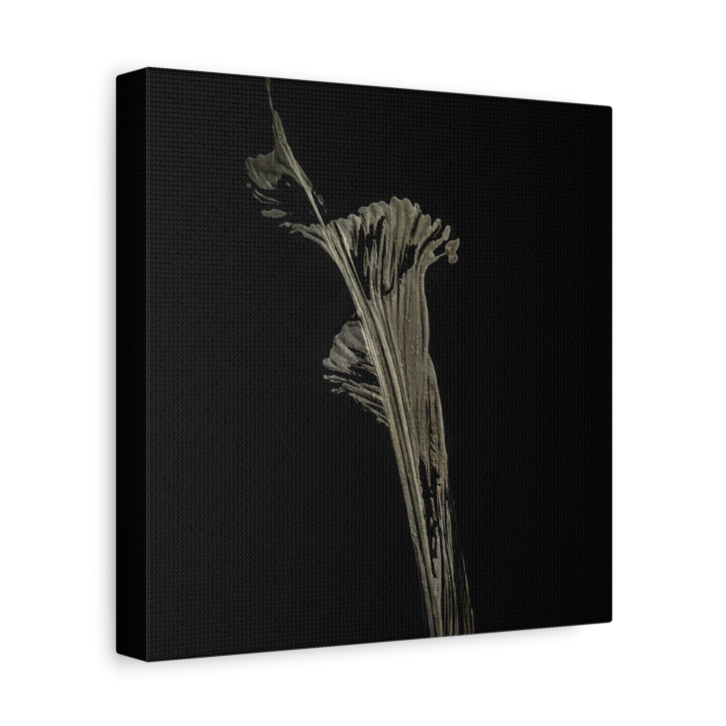 Calla Lilly - Minimalist Botanical Canvas Print — Monochrome Flower Art on Black Matte