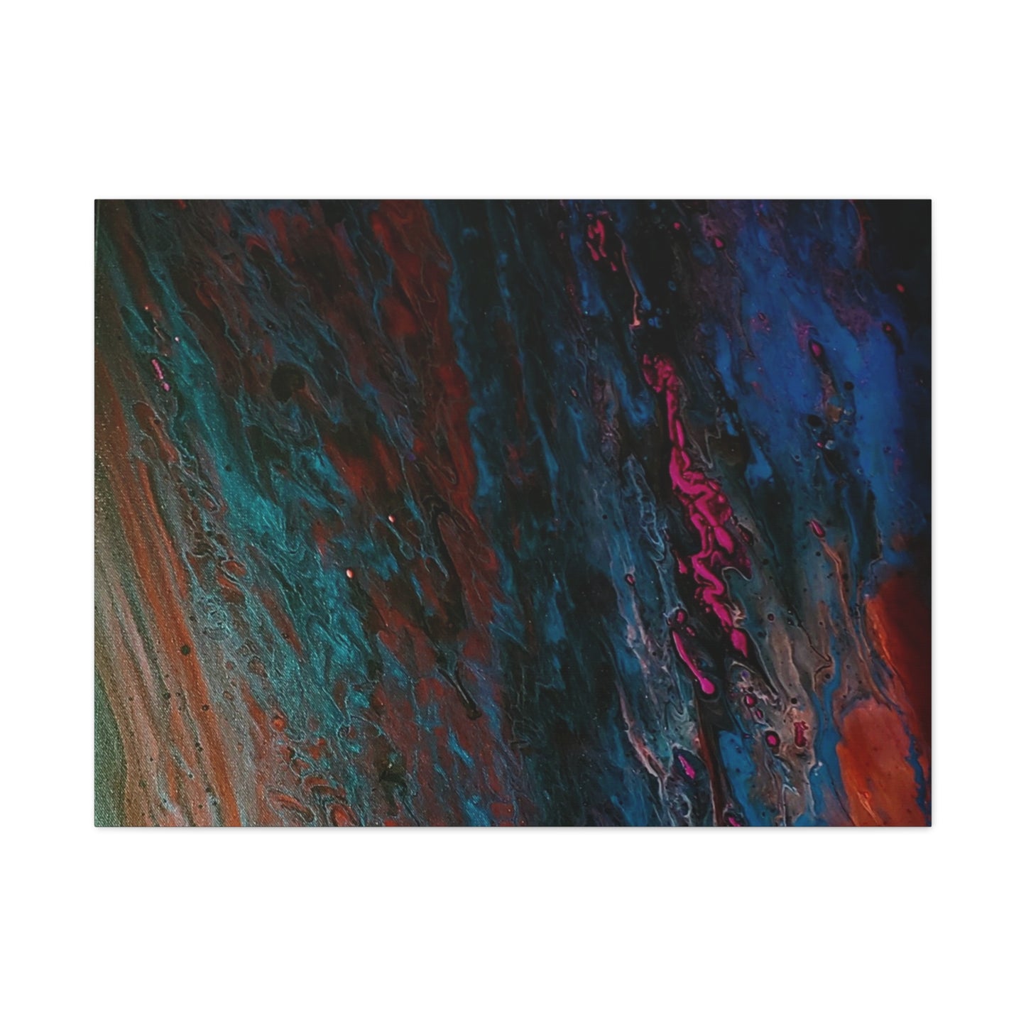 Abstract Fluid Art Canvas Wall Art - Jupiter pour — Vibrant Ocean Night Matte Stretched Canvas