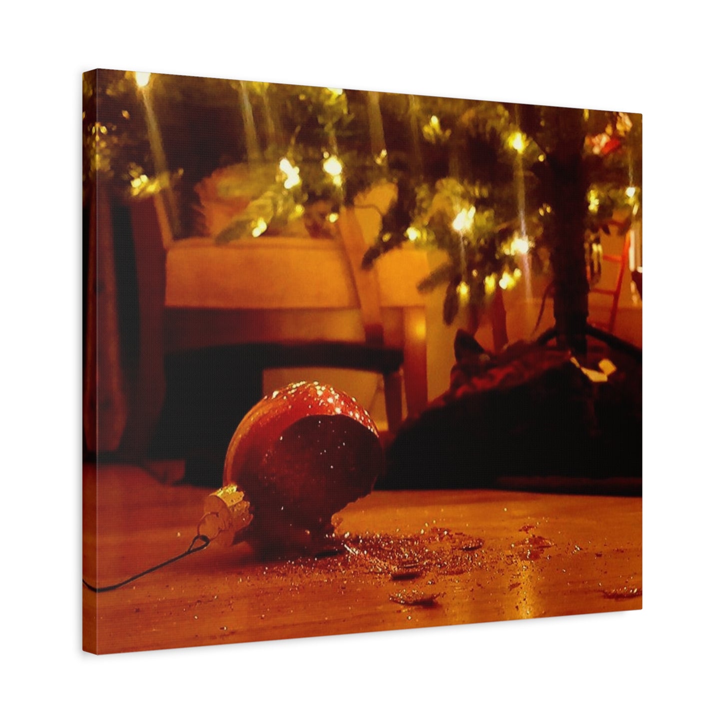 Christmas Tree Ornament Photo Canvas – Cozy Holiday Still Life Wall Art