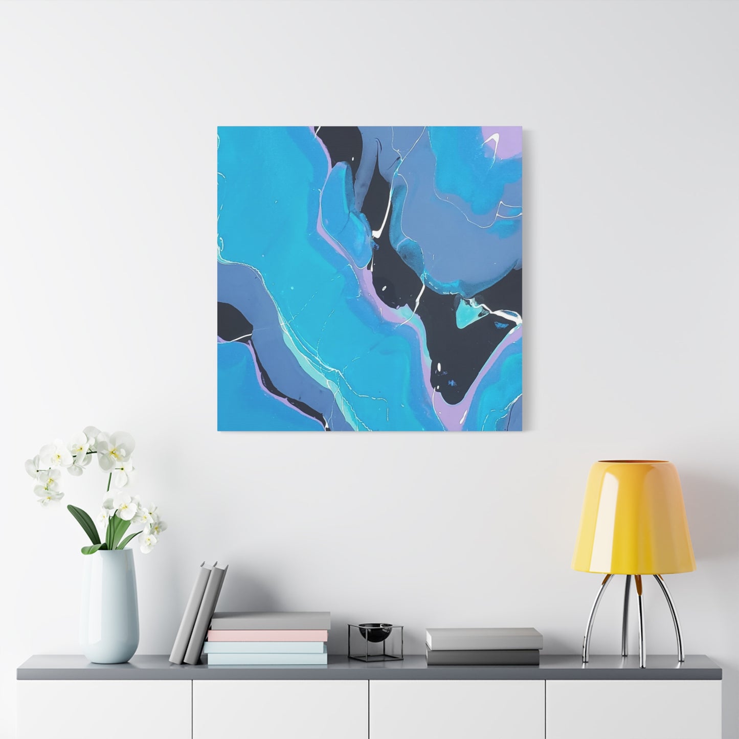 Abstract Blue Fluid Art Canvas Print — Matte Stretched Wall Art 1.25"