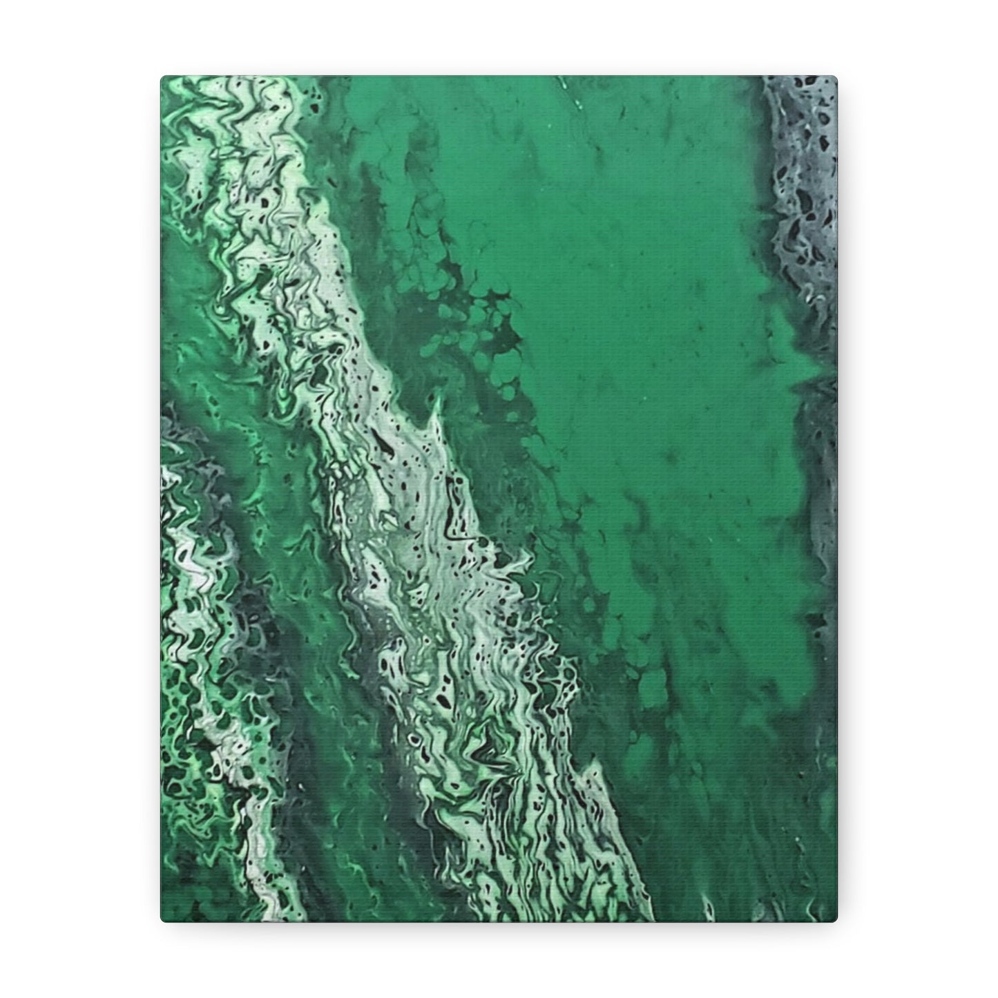 Emerald Wave Abstract Canvas Print — Matte Stretched Wall Art